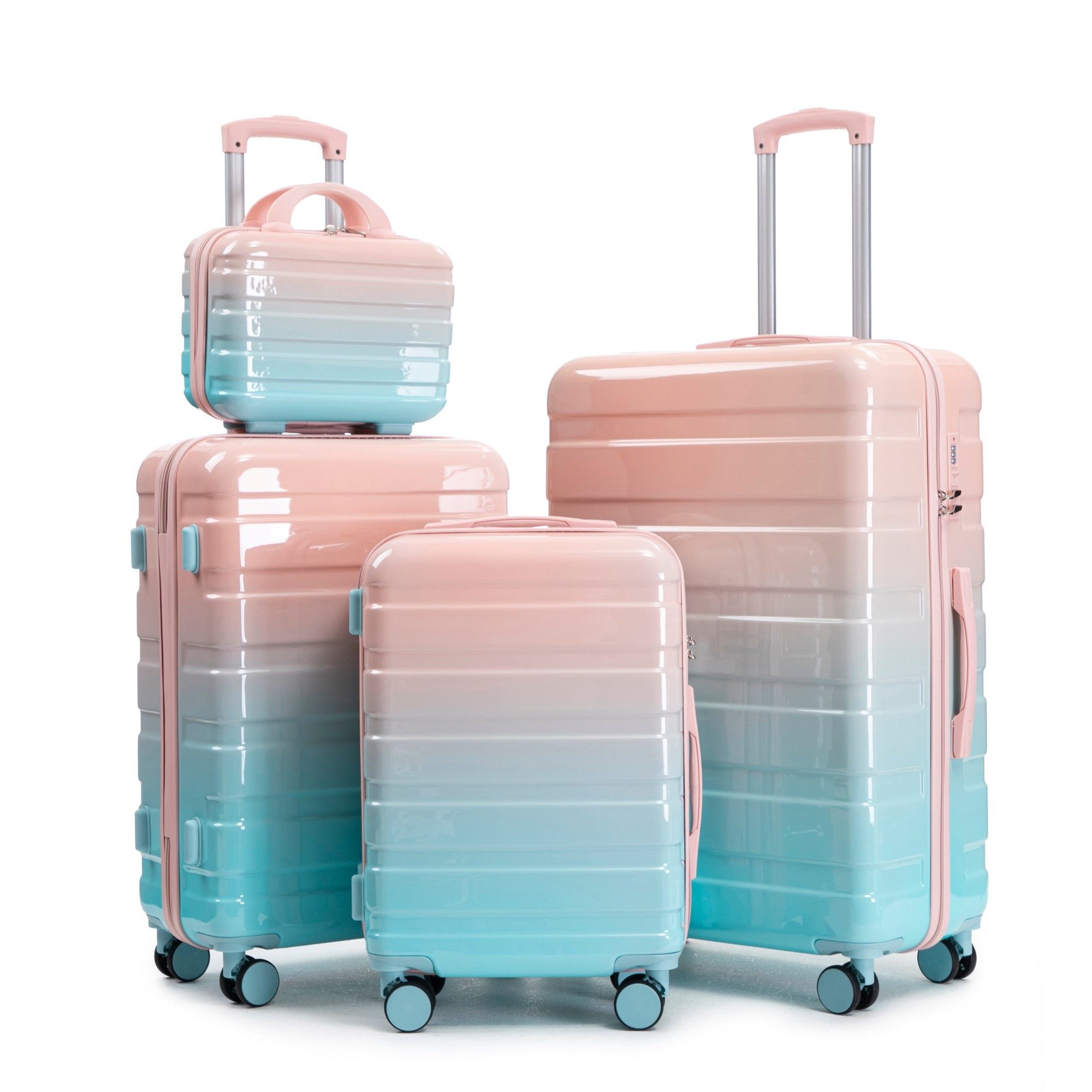 LVHOM Hartschalen-Trolley Handgepäck-Trolley&Koffer 2/4-St.14"/20"/24"/28", leise Rädern für Tour, Geschäftstrip, Familienurlaub, längere Erkundungen, Flughafentransfers