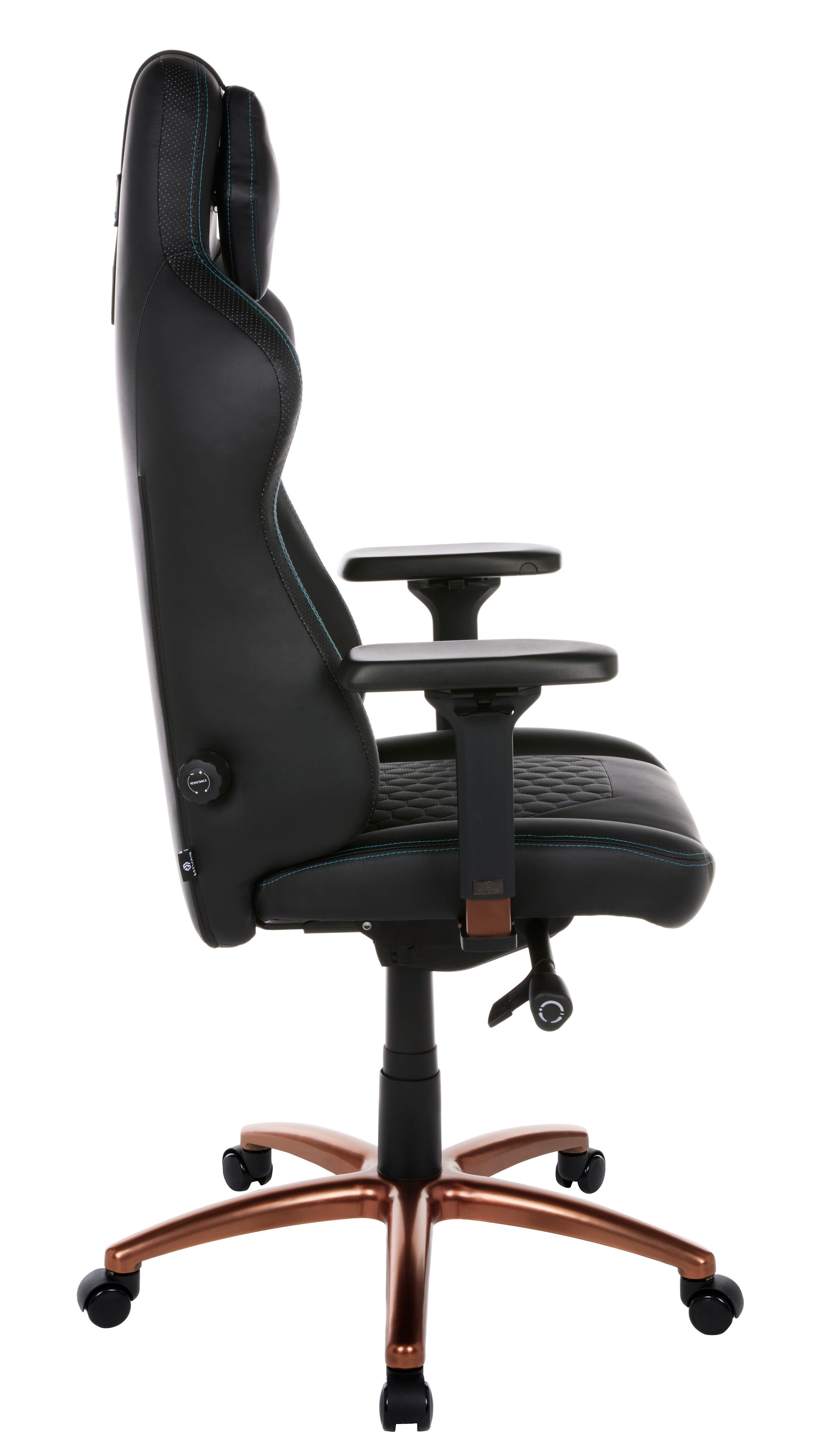 HIVAR Gaming-Stuhl ORBICAL Fußkreuz: Belastbarkeit Armlehnen, TÜV Lordosenstütze, Synchronmechanik, geprüft, Copper höhenverstellbare Sitztiefenverstellung, kg Rückenlehne, 130 4D Wippwiderstand, ONYX