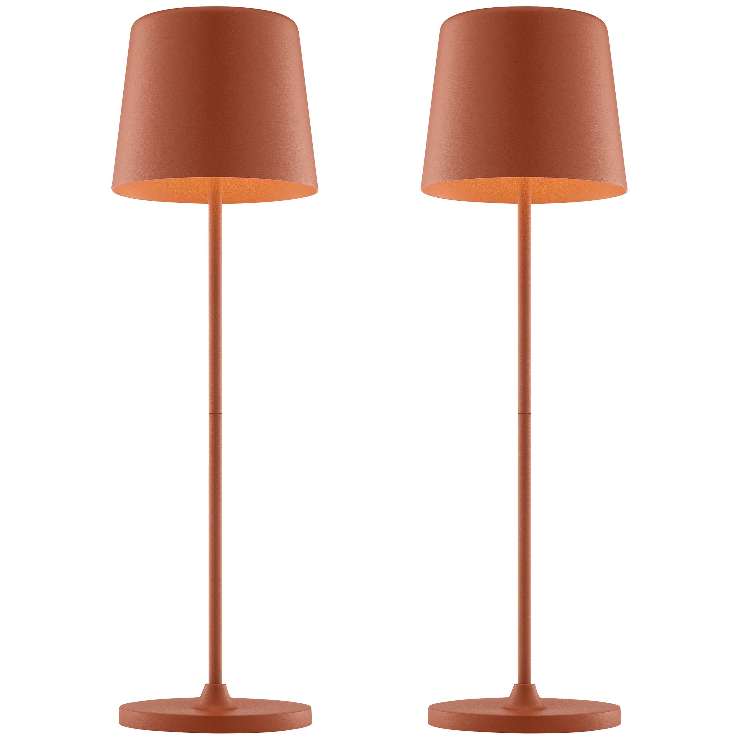 Brilliant LED Tischleuchte Kaami - mobile LED Außen Akku Tischlampe 2er-Set, Dimmfunktion, mehrere Helligkeitsstufen, LED fest integriert, Warmweiß, 310 lm, Touchdimmer, USB, Akku, Outdoor, Indoor, Akkuleuchte 37cm hoch