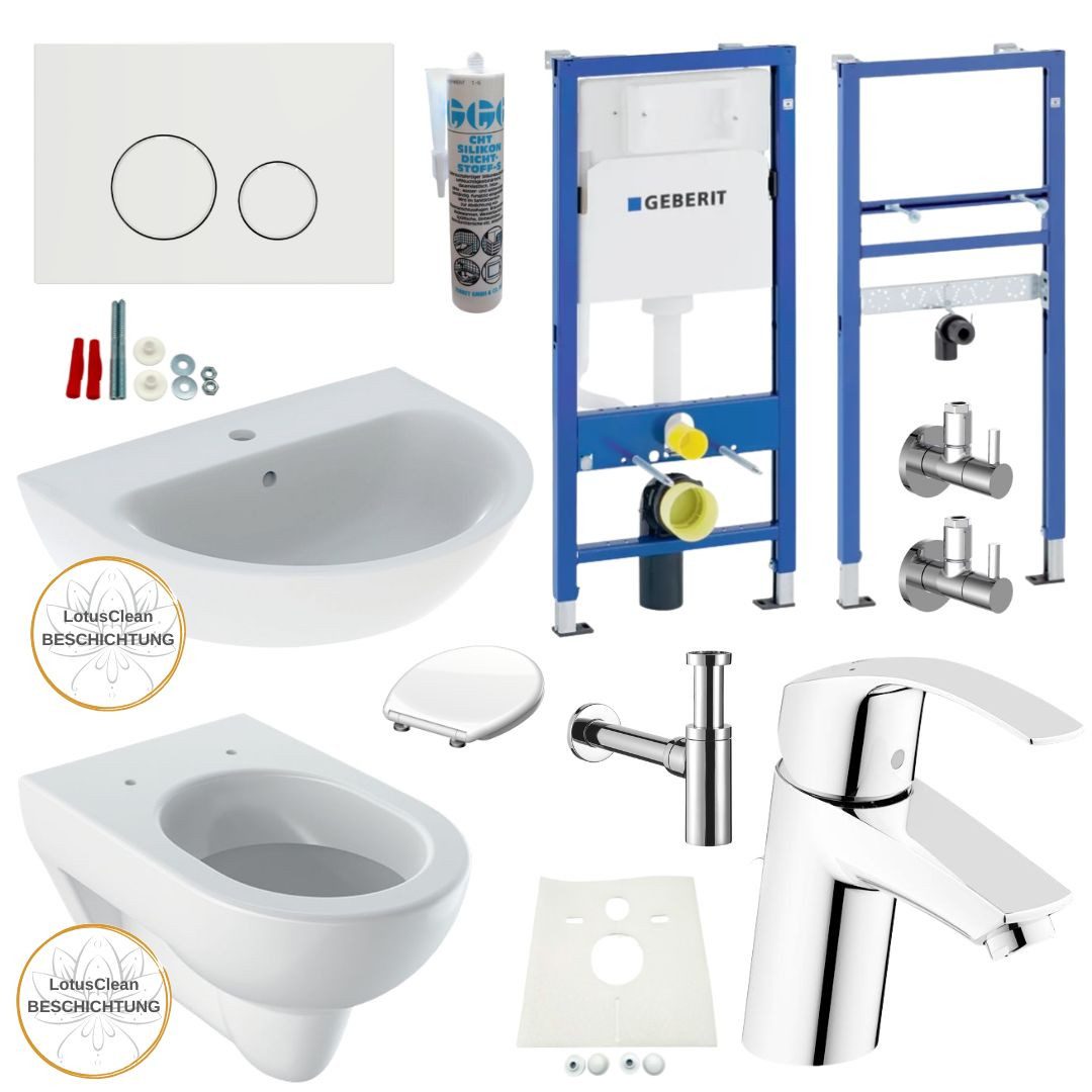GEBERIT Vorwandelement WC Geberit WC Waschtisch Grohe Armatur Siphon Silikon