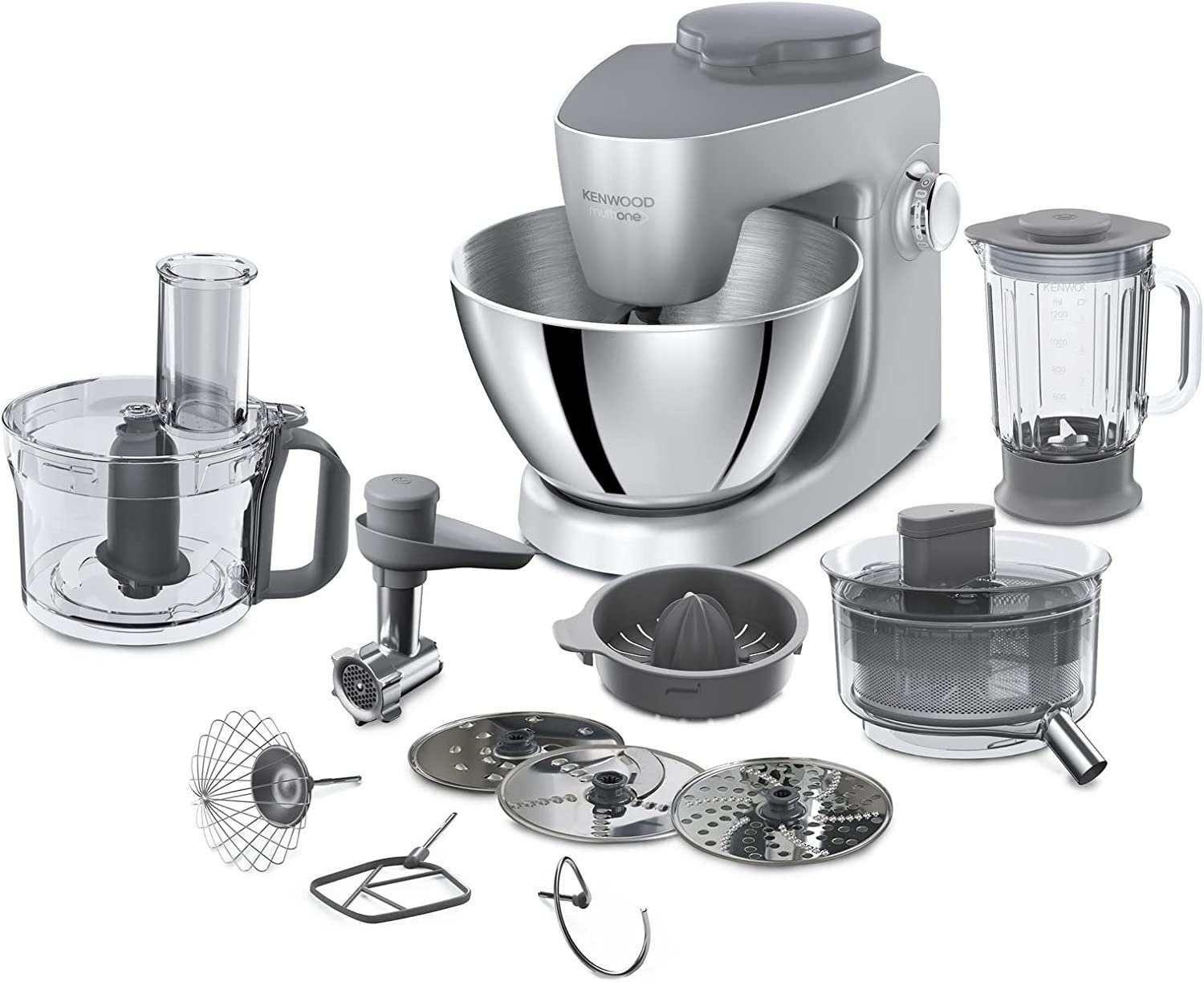 KENWOOD Küchenmaschine KHH326SI, KHH326SI MultiOne silber Küchenmaschine 4,3L Schüssel 1.000W Easy Lift