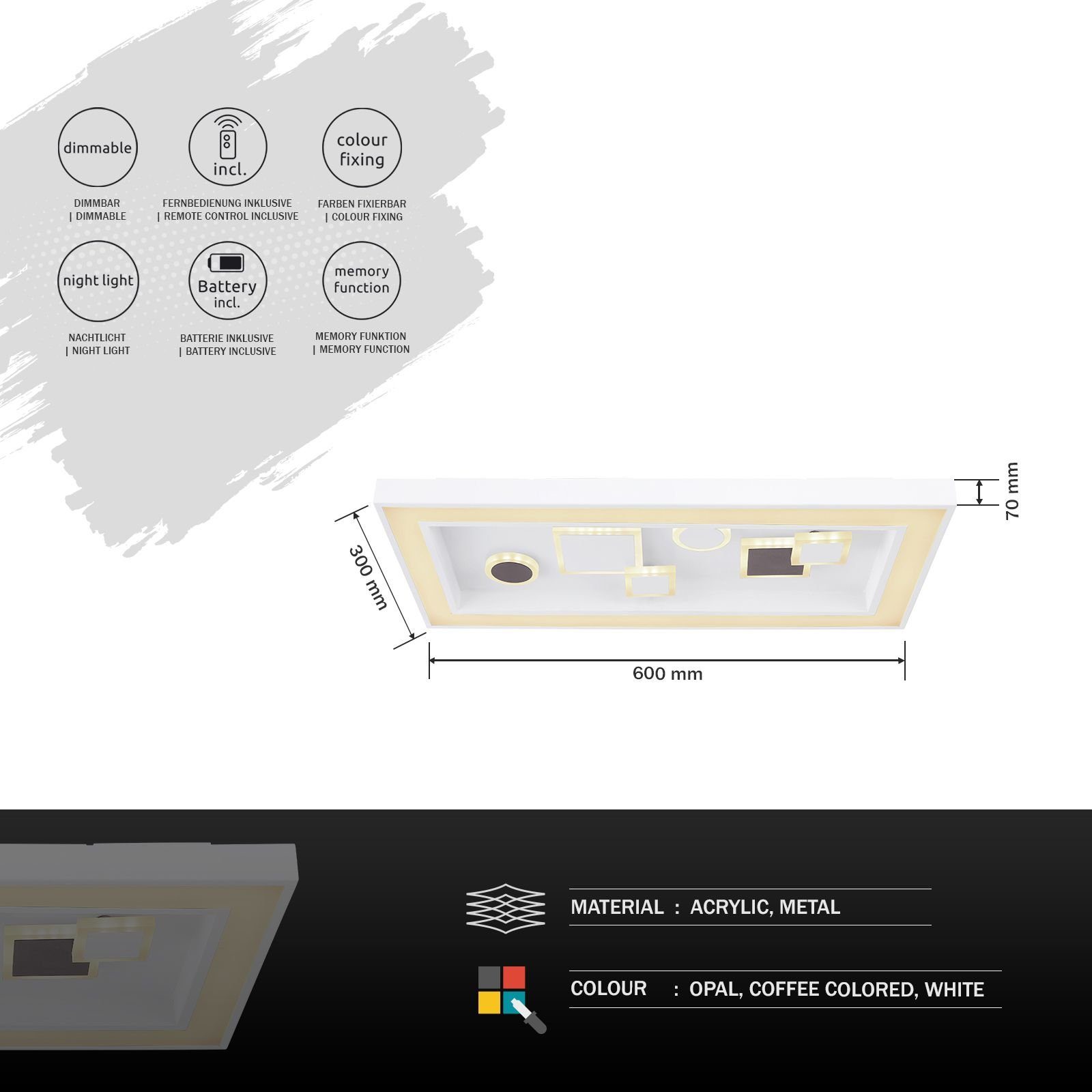 GLOBO LIGHTING Deckenleuchte Deckenleuchte Fernbedienung Wohnzimmer Deckenlampe LED dimmbar