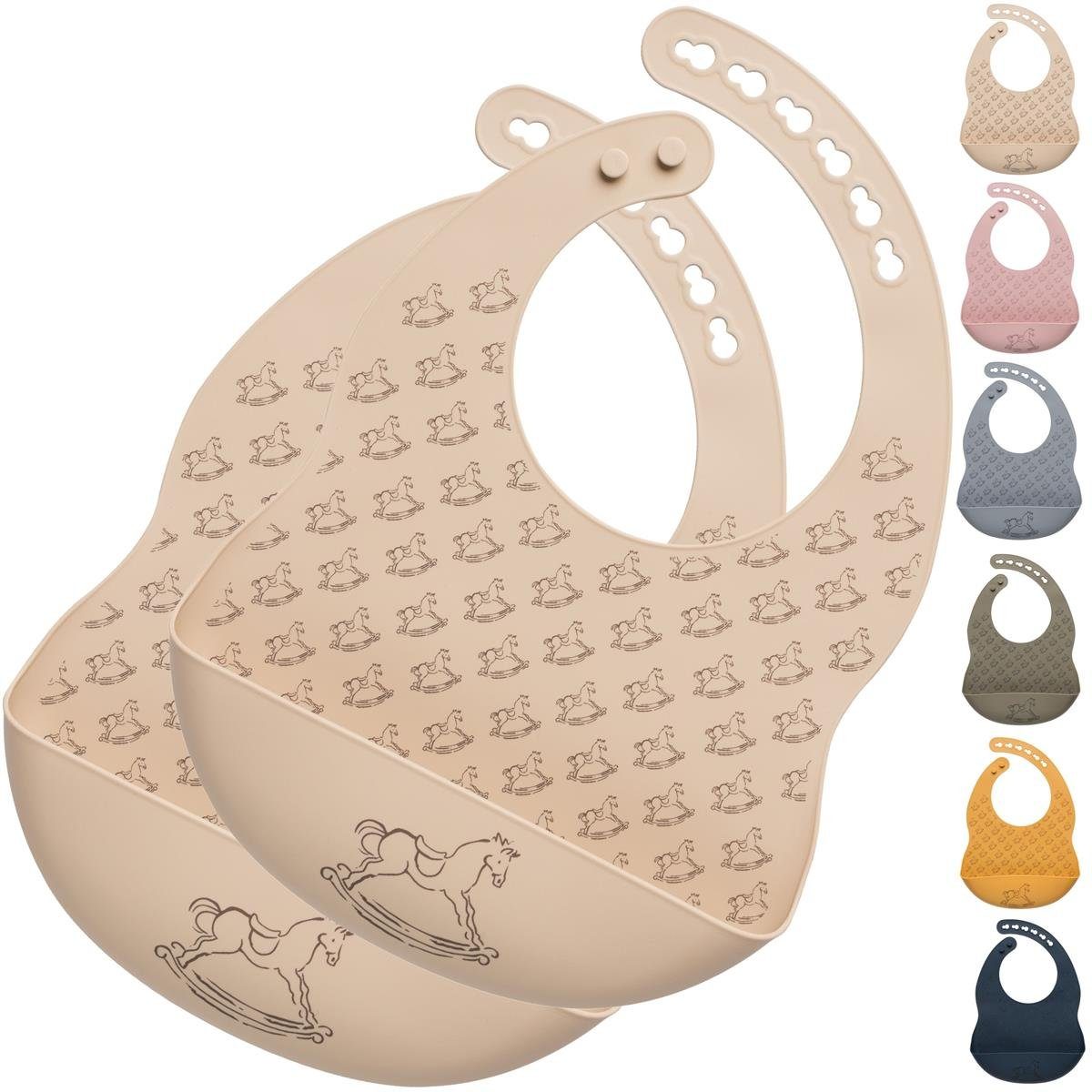 Auffanglätzchen Silikonlätzchen, Baby 2 (Spar-Set, BPA/PVC/BPP-frei 2-St), Sand Stück Design Shifting Lätzchen SEI