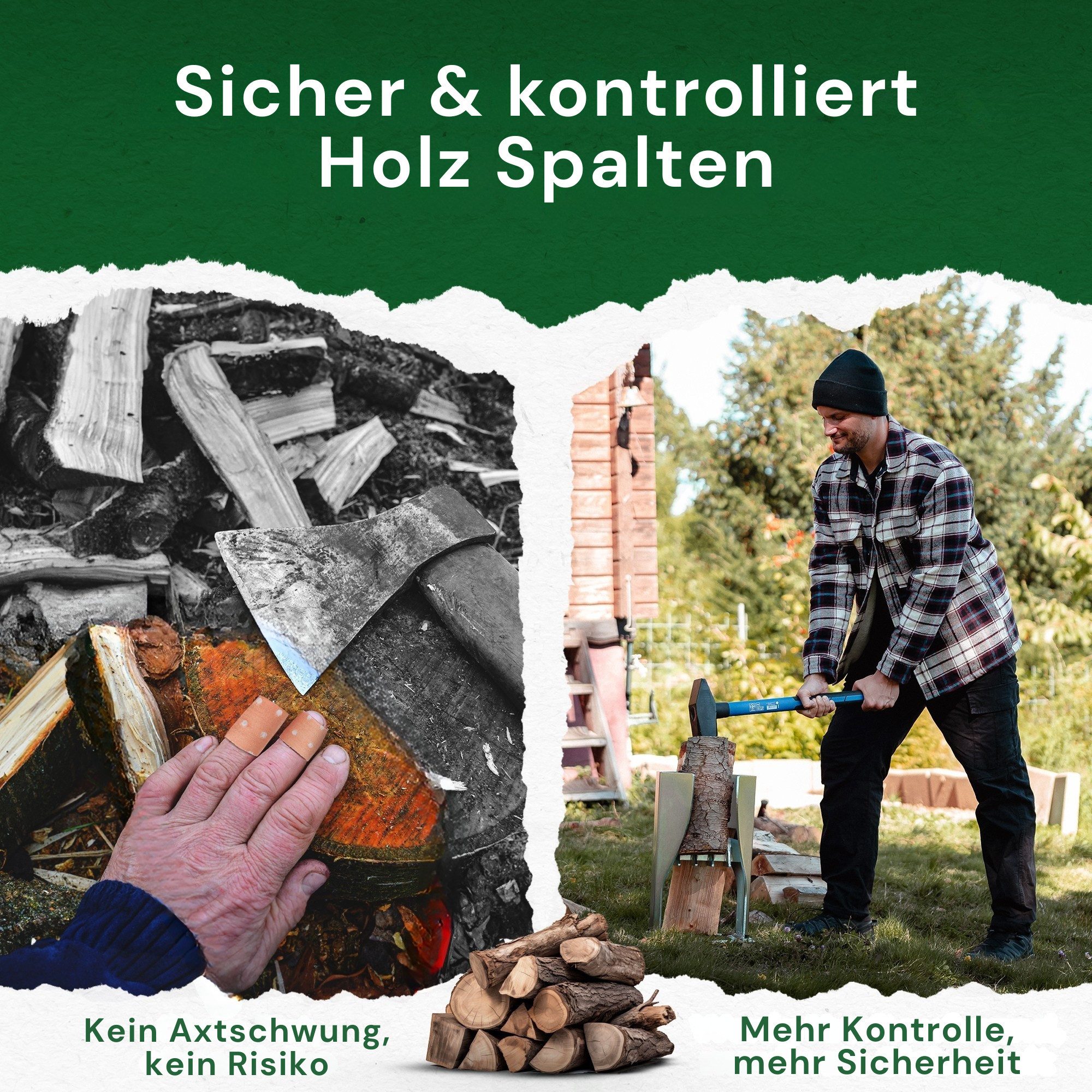 FORSTIX® Holzspalter manuell [stehend] mechanischer Brenn- & Anzündholzspalter, Spaltgutdurchmesser bis 22 cm, (Einzelartikel), Kaltverzinkter Stahl, Höhe: 45cm