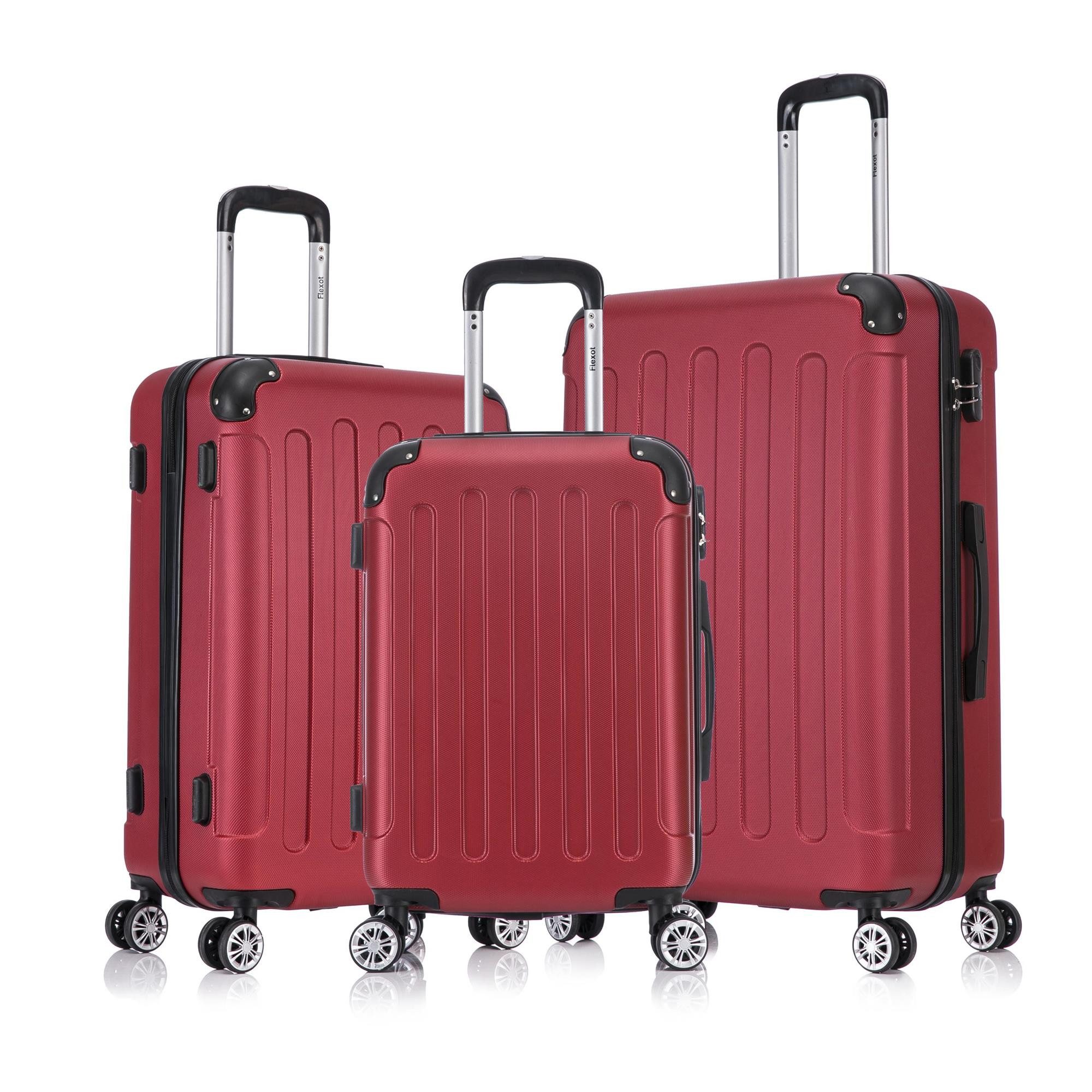 Flexot Hartschalen-Trolley F-2045 Валізиset, 360° Rollen, robuster Reisekoffer, Bordcase, 4 Rollen, Robuster und moderner Валізи mit vier 360° Rollen und Zahlenschloss