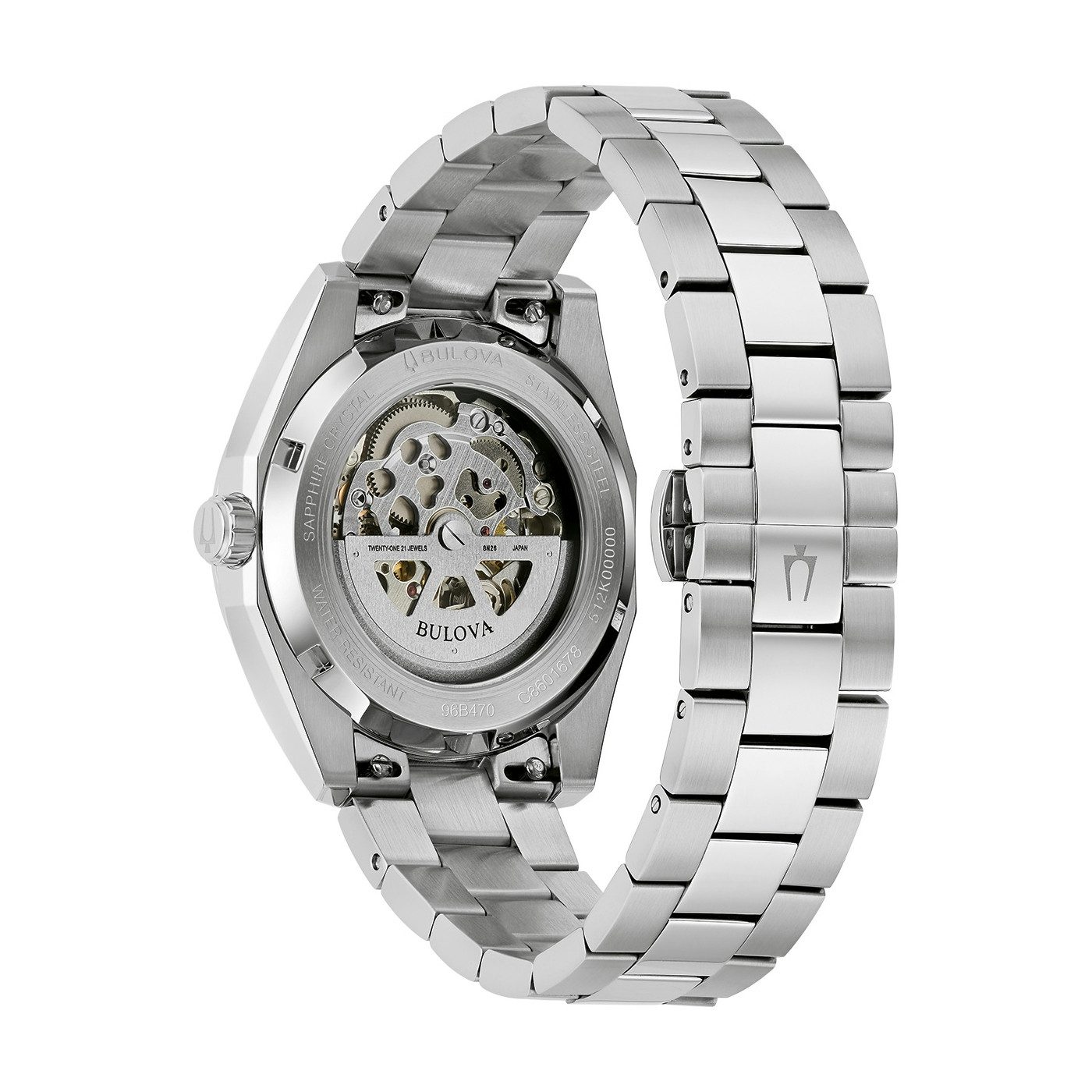 Bulova Automatikuhr Surveyor 96B470, Armbanduhr, Damenuhr, Herrenuhr, Mechanische Uhr, Edelstahlarmband