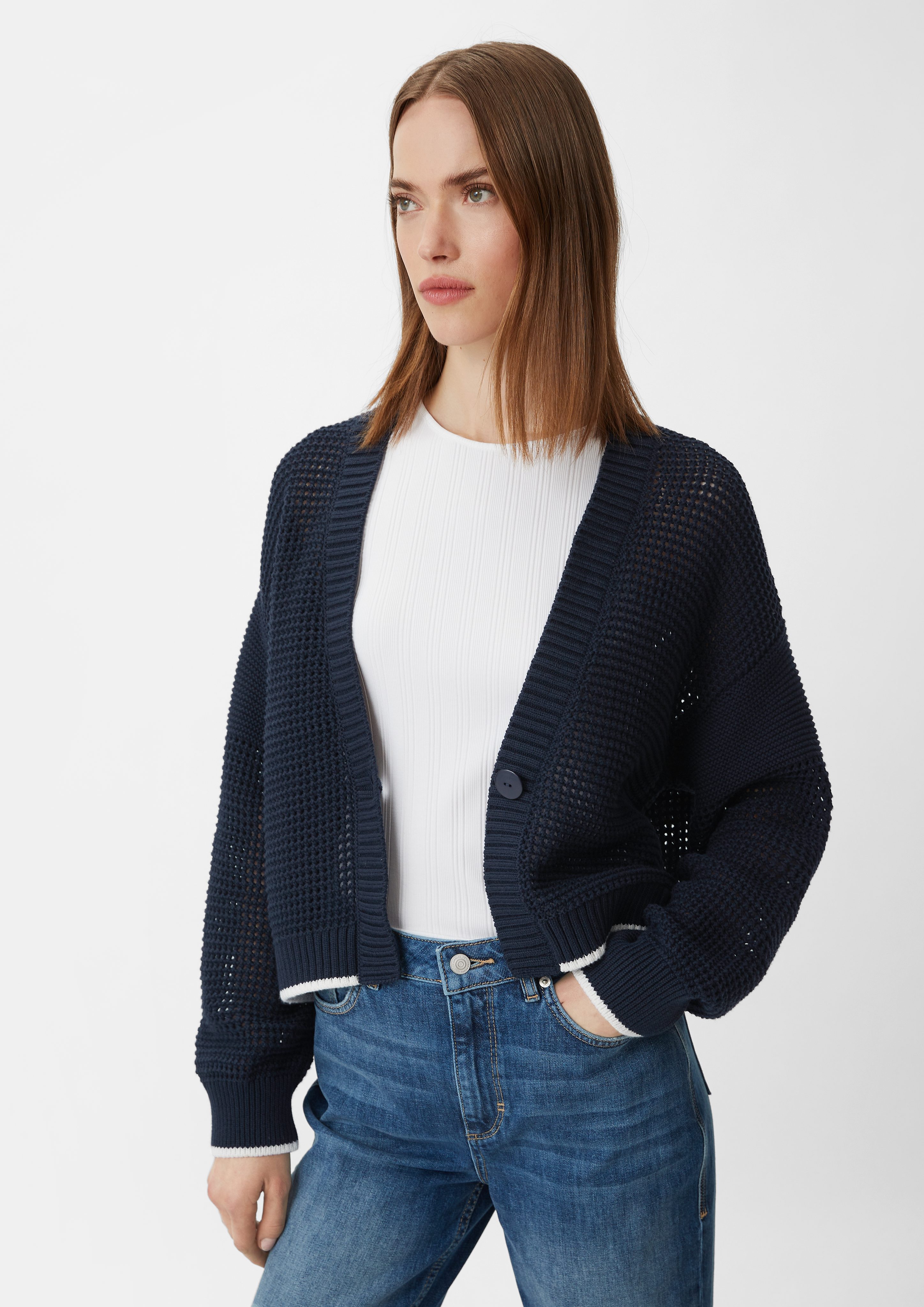 comma casual identity Strickjacke Strickjacke mit Lochmuster