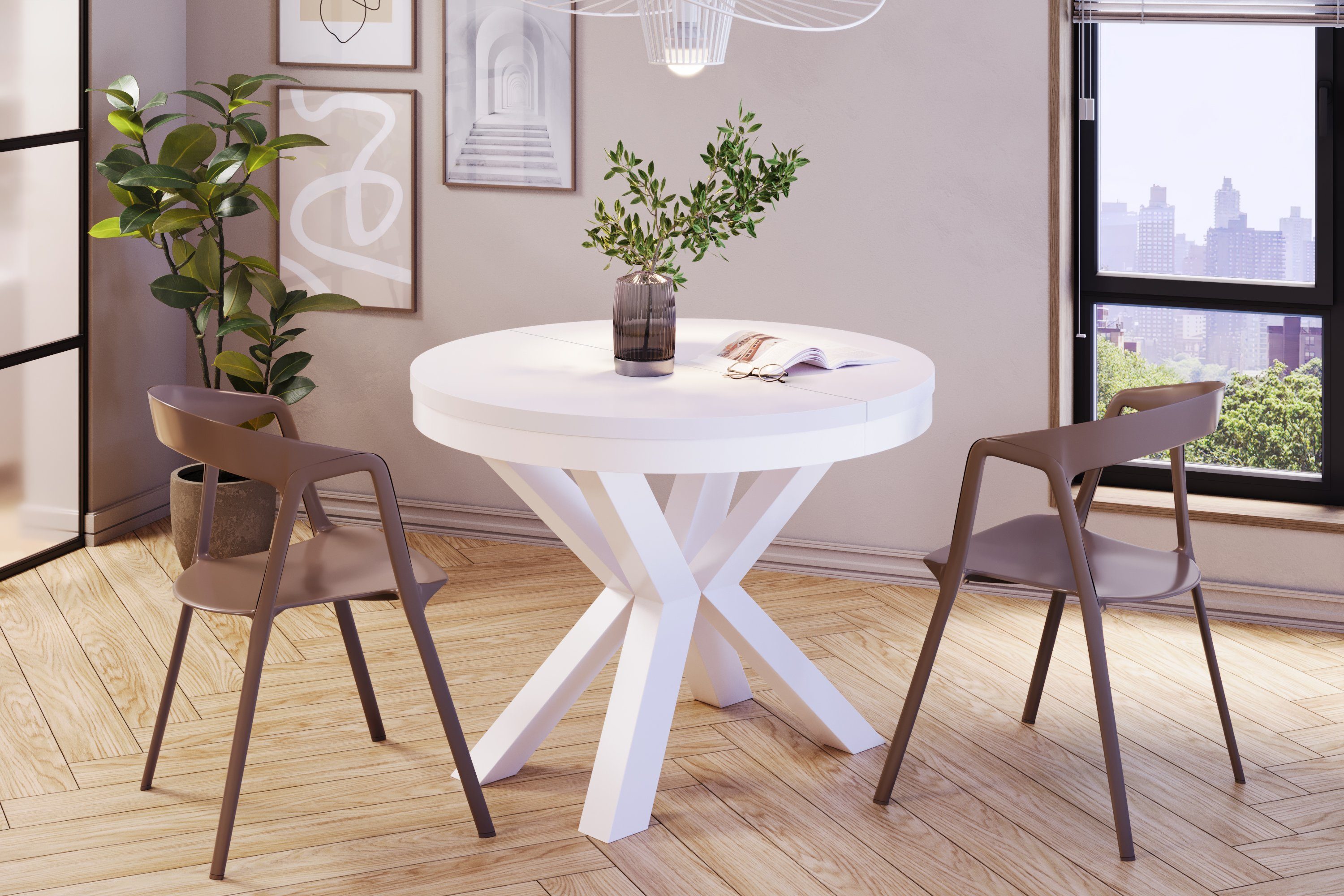 Polini Home Esstisch Esstisch ausziehbar EEMNES 100/180 weiß, laminierte, dicke Tischplatte, hitzebeständig, stoß- und kratzfest | Esstische