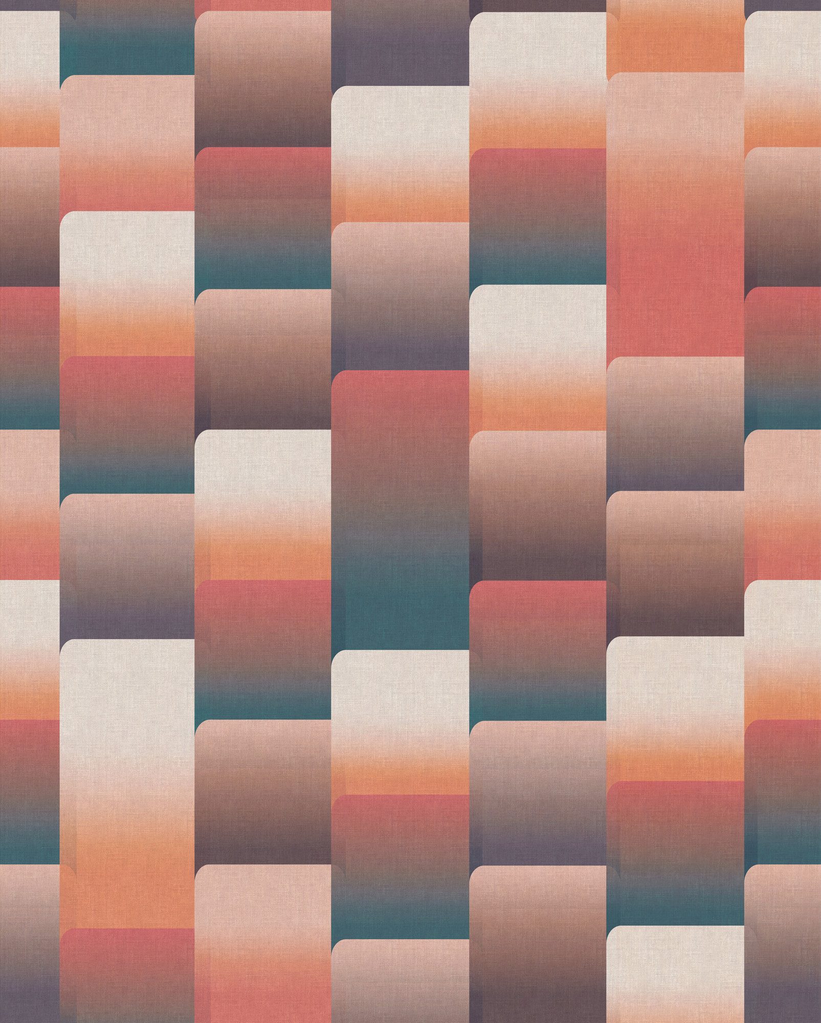 Rasch Fototapete Geometrisches Retro-Muster 60er und 70er - Vliestapete Rot, strukturiert, glänzend, bedruckt, Textiloptik, (1 Rolle, 1 St., Kollektion 'Magicwalls' - 2,65 m x 2,12 m), Lichtbeständige Farben - Feucht abwischbar - Restlost abziehbar