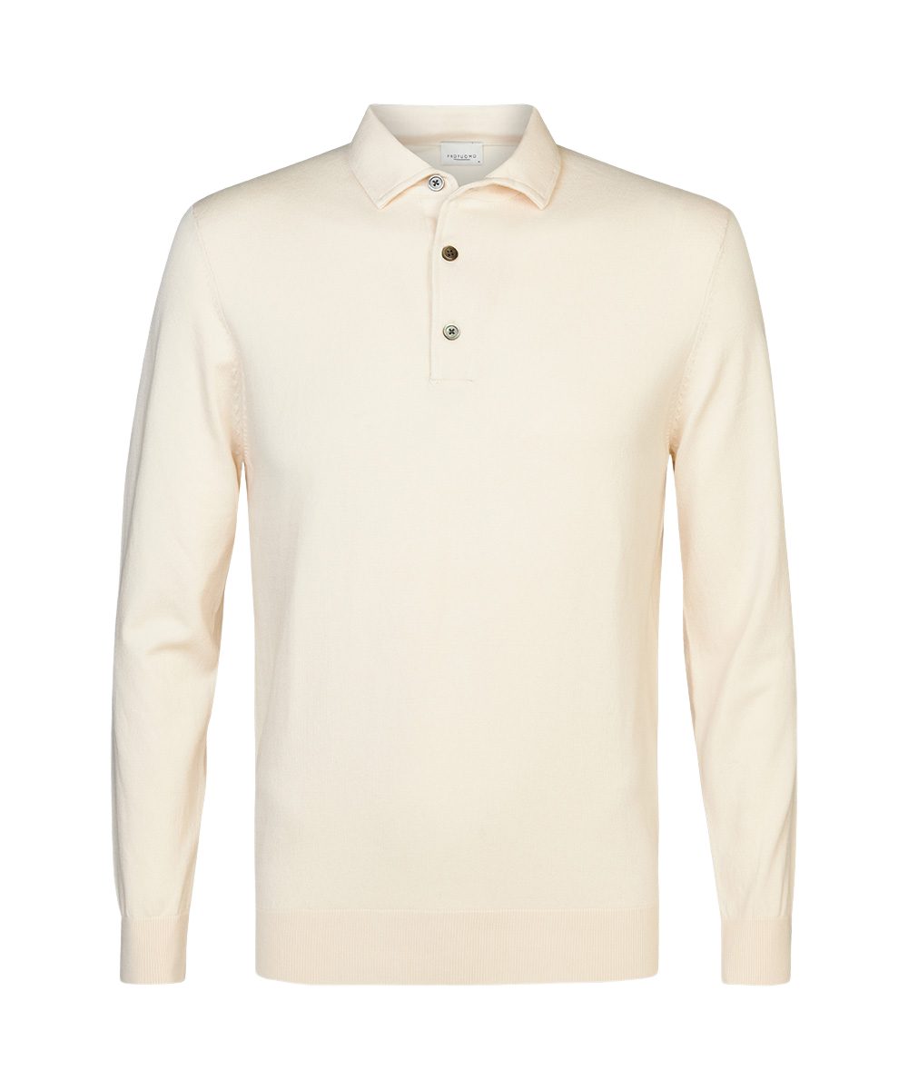 Profuomo Troyer natur,Freizeit,Lyocell,Unifarben,Polokragen,Lang,Regular Fit
