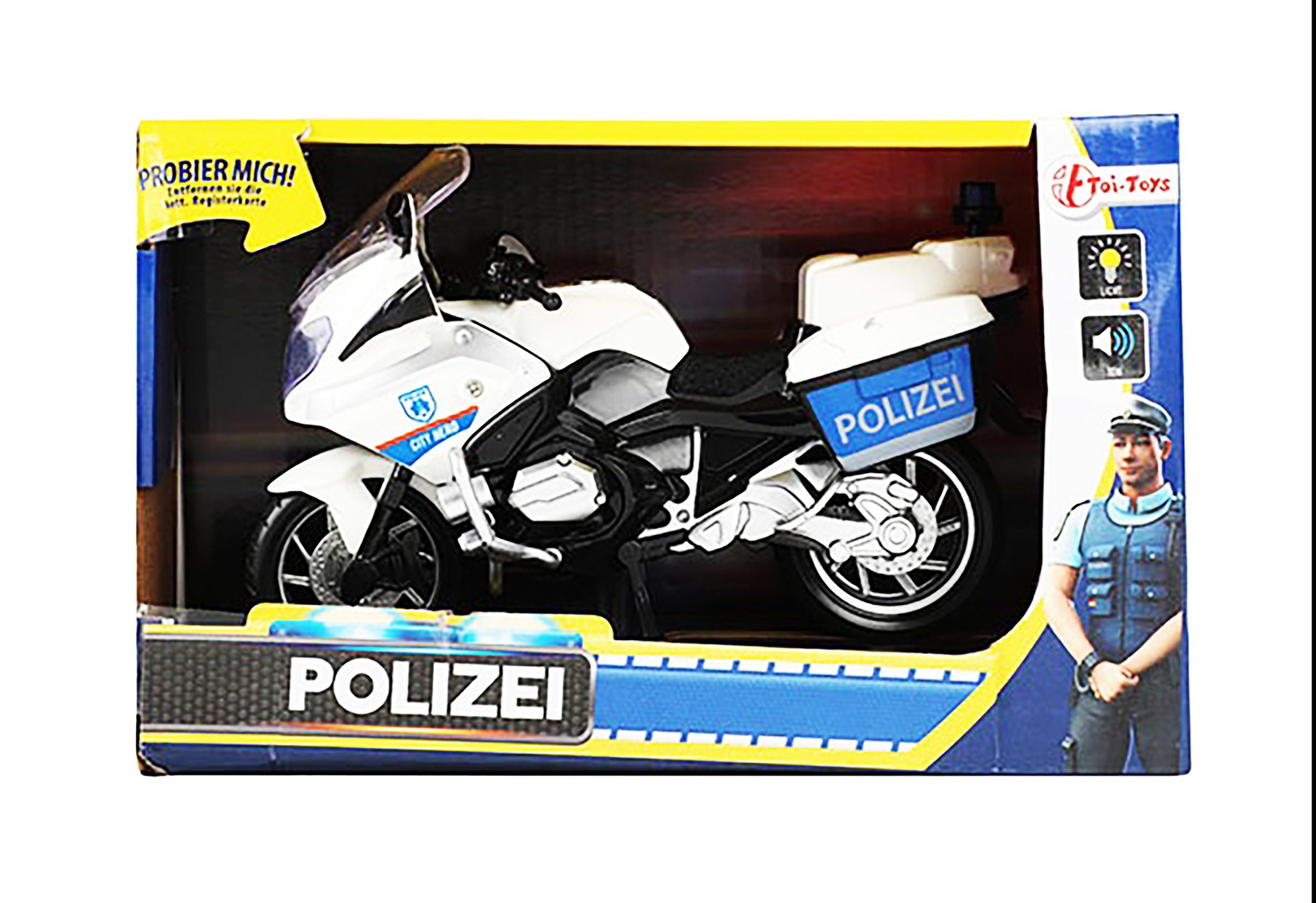 Toi-Toys Spielzeug-Motorrad POLIZEI MOTORRAD mit Licht und Sound 1:20 Polizeimotorrad Modell 85, Spielzeug Geschenk Kinder