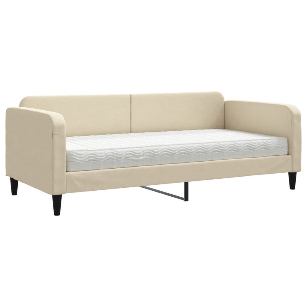 vidaXL Bett, Tagesbett mit Matratze Creme 90x200 cm Stoff günstig online kaufen