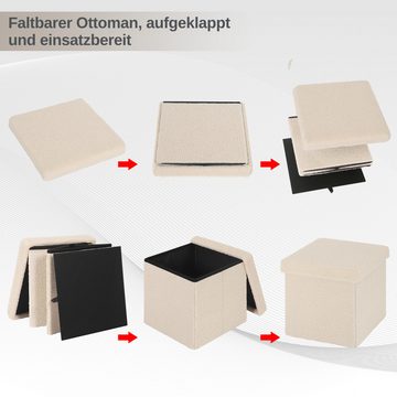 EUGAD Sitzhocker (2 St), mit Stauraum, Faltbarer Hocker, aus Teddyfleece