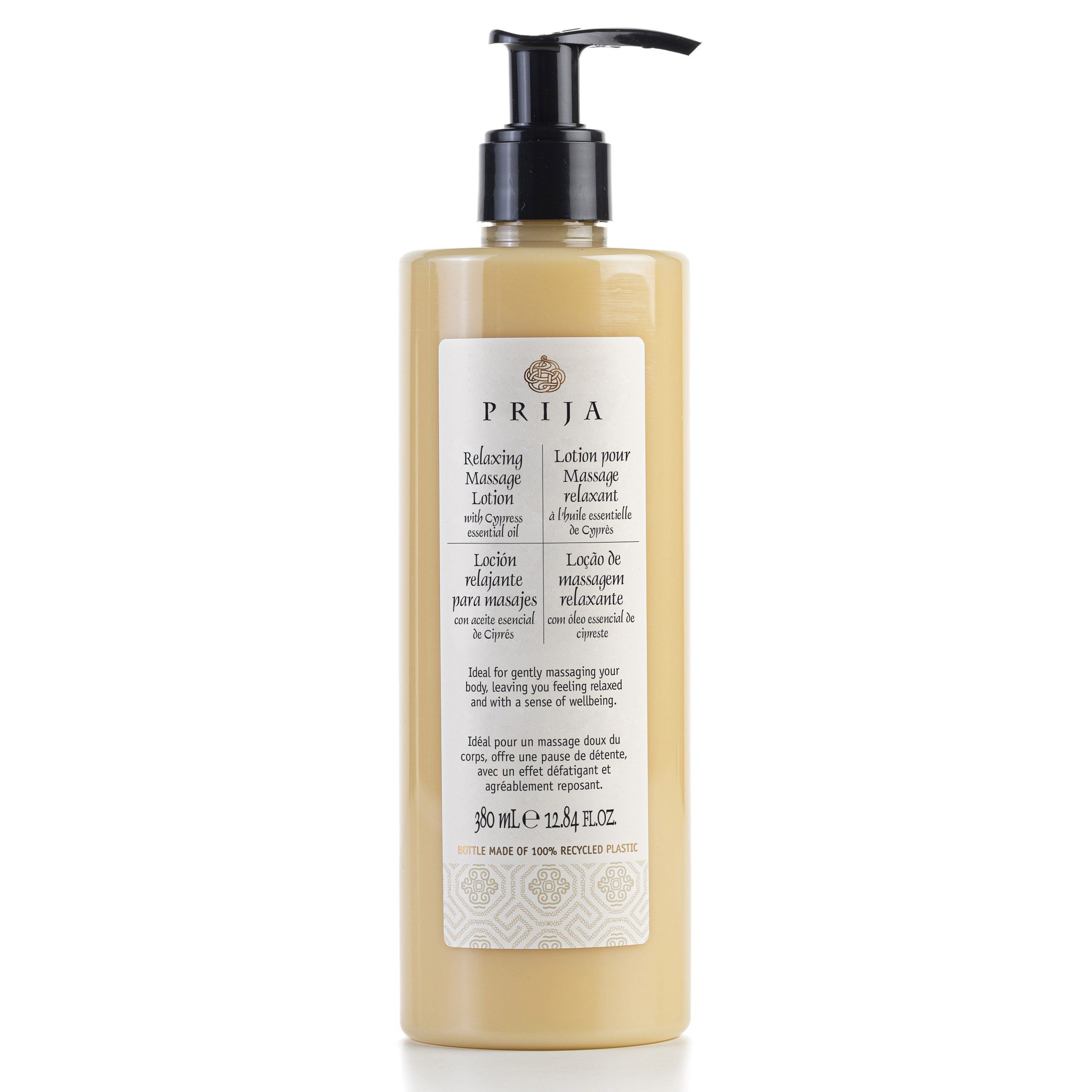 PRIJA Bodylotion PRIJA Massagebalsam mit nährendem Zypressenöl VEGAN 380 ml, 3-tlg.