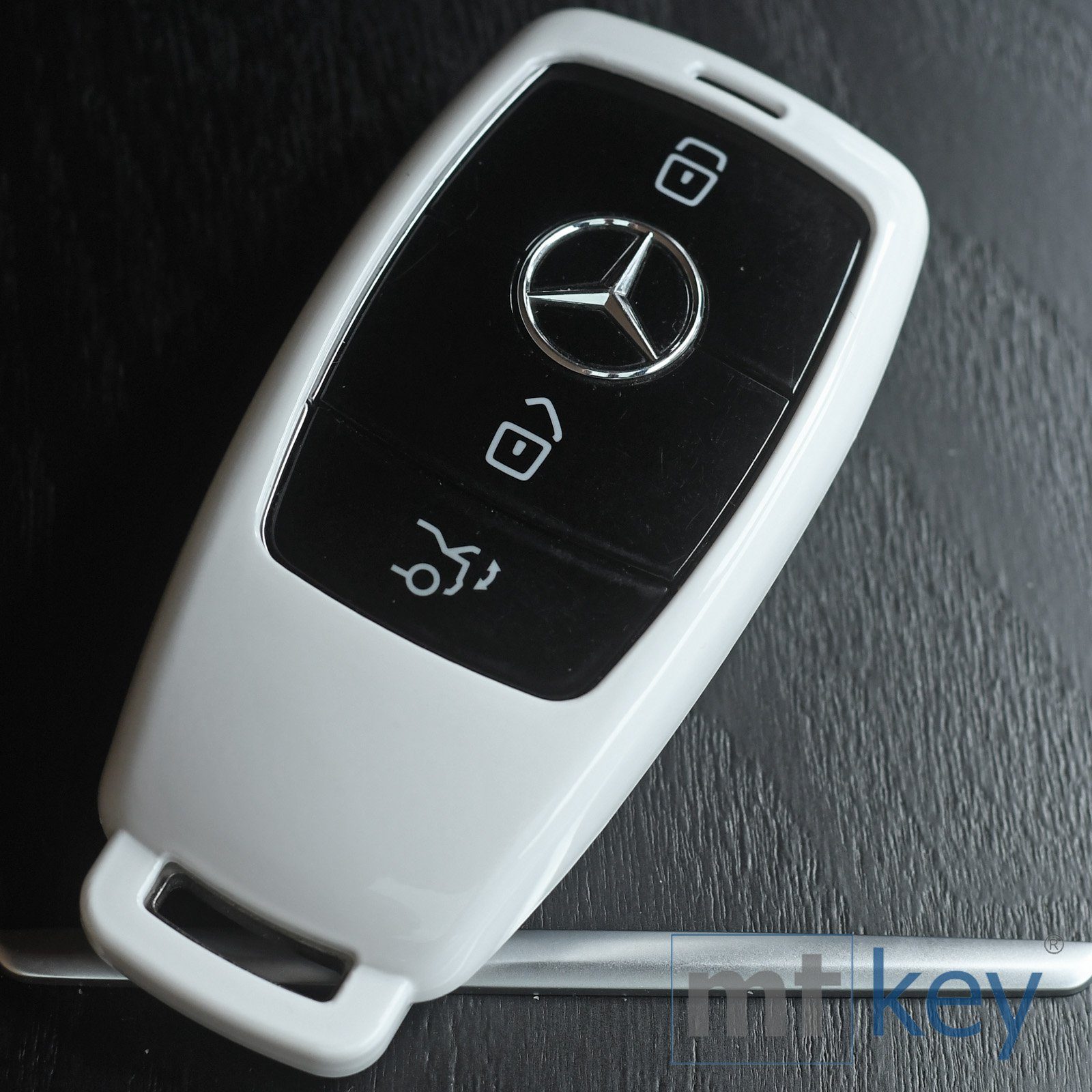 mt-key Schlüsseltasche Benz W213 Autoschlüssel SMARTKEY Weiß, S213 KEYLESS E-Klasse Mercedes C238 Hardcover Schutzhülle für