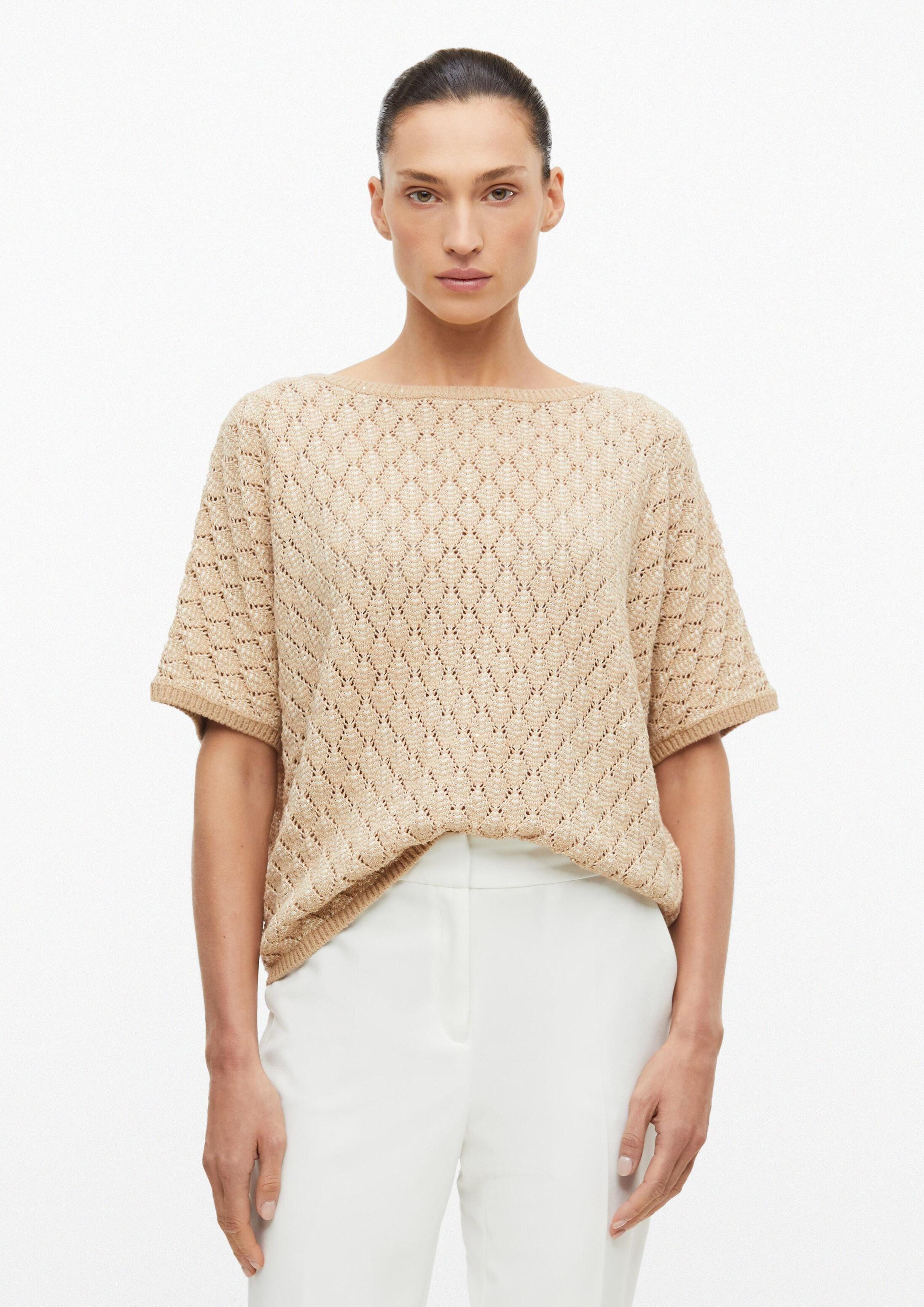 s.Oliver Kurzarmpullover Strickpullover Strickpullover im Relaxed Fit mit Pailletten