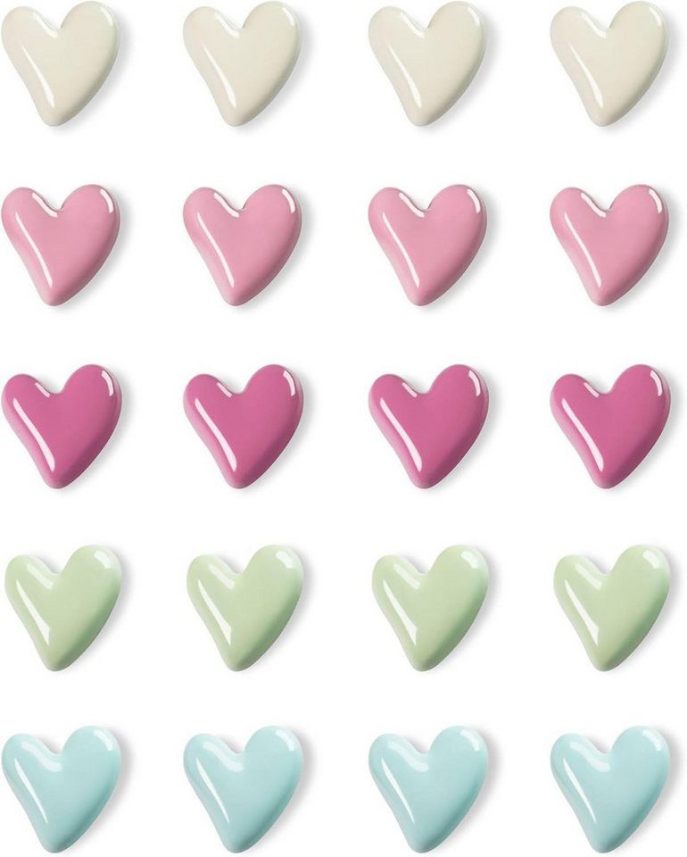 FOUORTUNATE-BEE Magnet 20 bunte Herzmagnete – ideal für Kühlschrank & Whiteboard, Stabile, farbenfrohe Magnete zum Befestigen von Notizen und Fotos