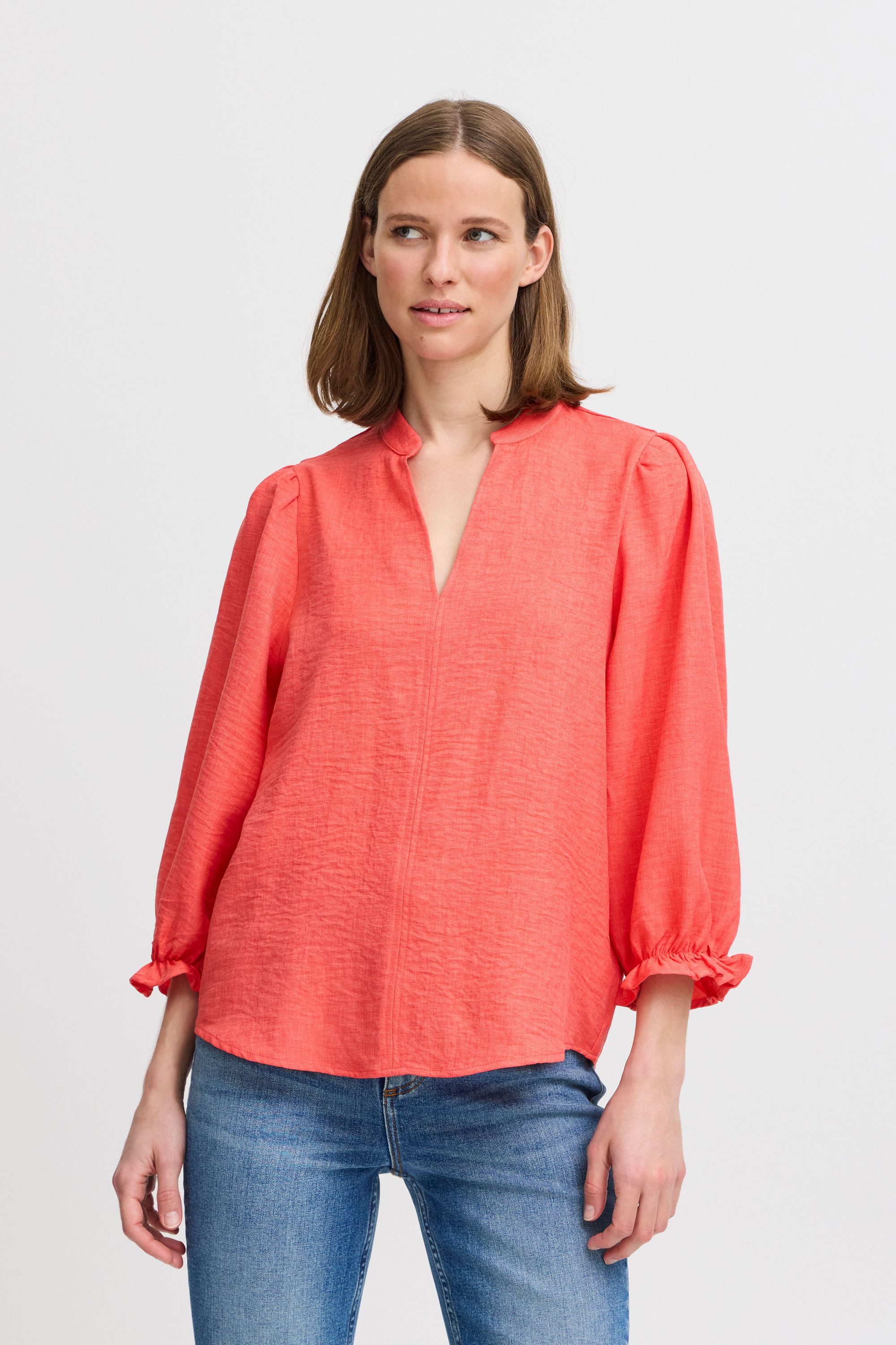 b.young Langarmbluse BYGAIYA BLOUSE - lockere Bluse mit V-Ausschnitt