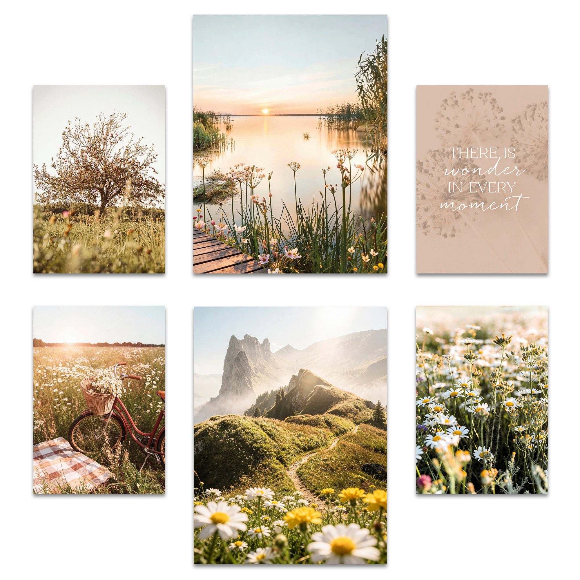 ARTFAVES Bilder-Collage Poster Set Summer Breeze I mehrteilige Bilderwand I Wandbilder Sommer, (Wandbilder modern, 6 St)
