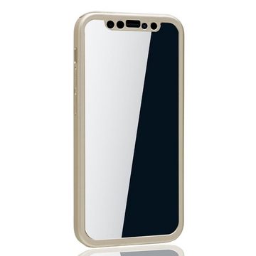 König Design Handyhülle Apple iPhone 12 / 12 Pro, Apple iPhone 12 / 12 Pro Handyhülle 360 Grad Cover Displayschutz Full Cover Gold