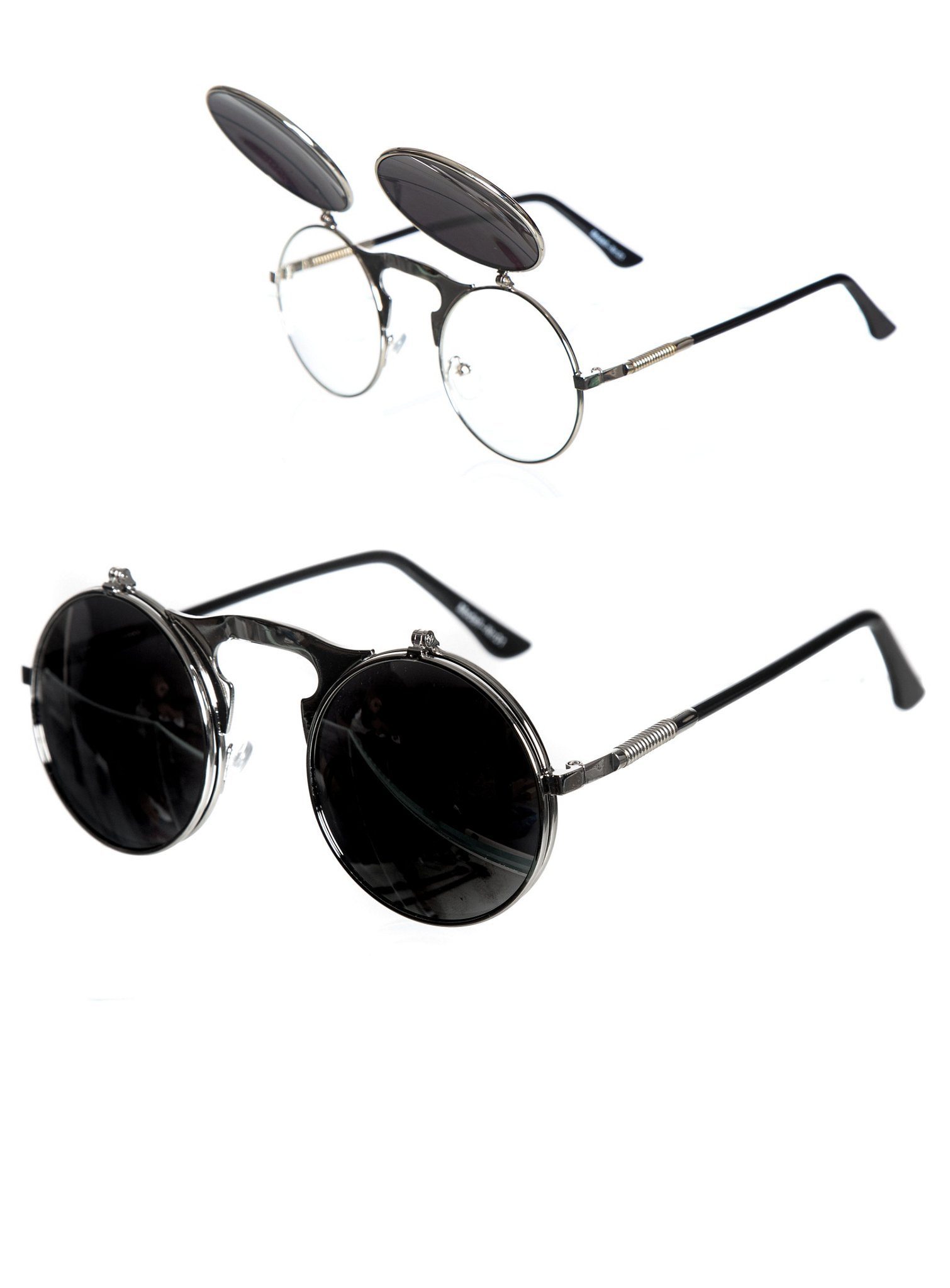 Metamorph Kostüm Flip-up Sonnenbrille silber, Klappt ganz einfach: Brille  und Sonnenbrille in einem!