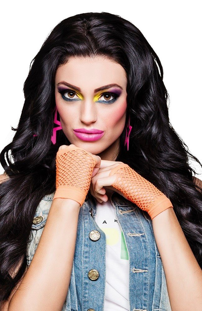 Funny Fashion Kostüm Kurze Fingerlose Netzhandschuhe 'New York', Neon günstig online kaufen