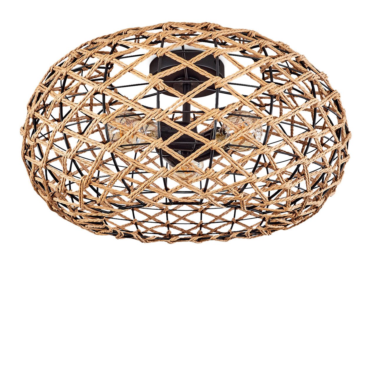 hofstein Deckenleuchte moderne Deckenlampe aus Holz/Rattan/Metall in Natur/ günstig online kaufen