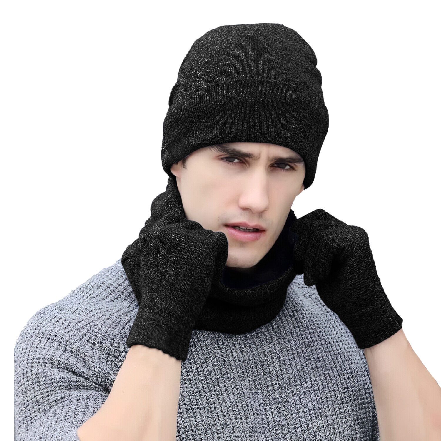 Zaewry Mütze & Schal Winterliches Wärmeset: Strickmütze, Handschuhe und Schal im Set