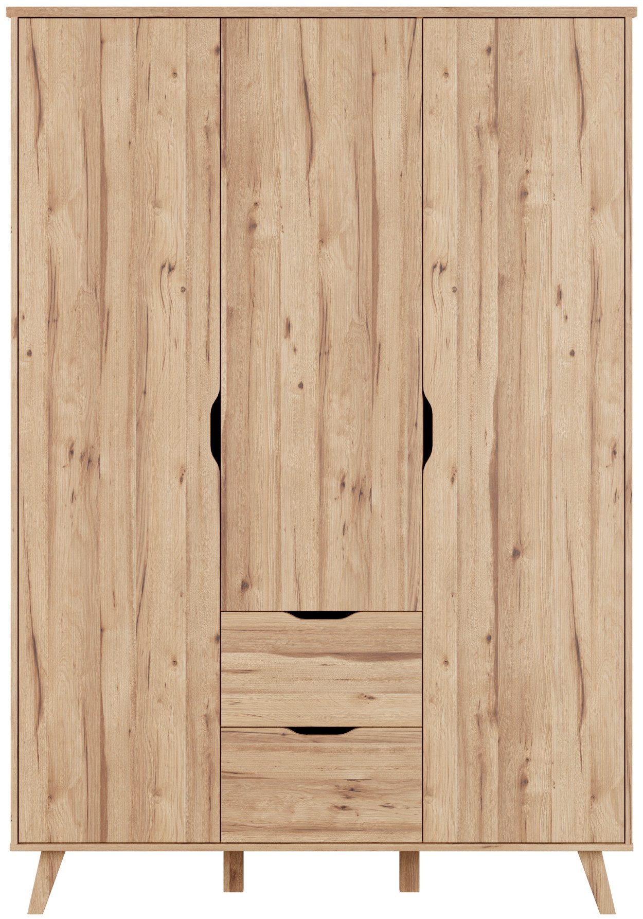FORTE Drehtürenschrank Vankka skandinavischer-Stil, viel Stauraum, ohne Griffe (B/H/T ca.140x200x52cm) Made in Europe, mit Einlegeböden+Kleiderstange+Schubladen – Bild 4 von 5