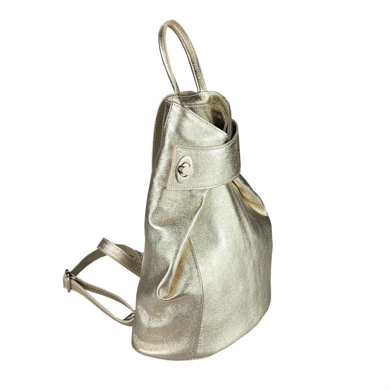 ITALYSHOP24 Rucksack Made in Italy Damen Leder Schultertasche Daypack Freizeitrucksack Bag, PREMIUM Cityrucksack Umhängetasche Shopper Tagesrucksack Handgepäck