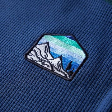 vidaXL Strickpullover Kinder-Sweatshirt mit Waffelmuster und Landschaft Marineblau 128