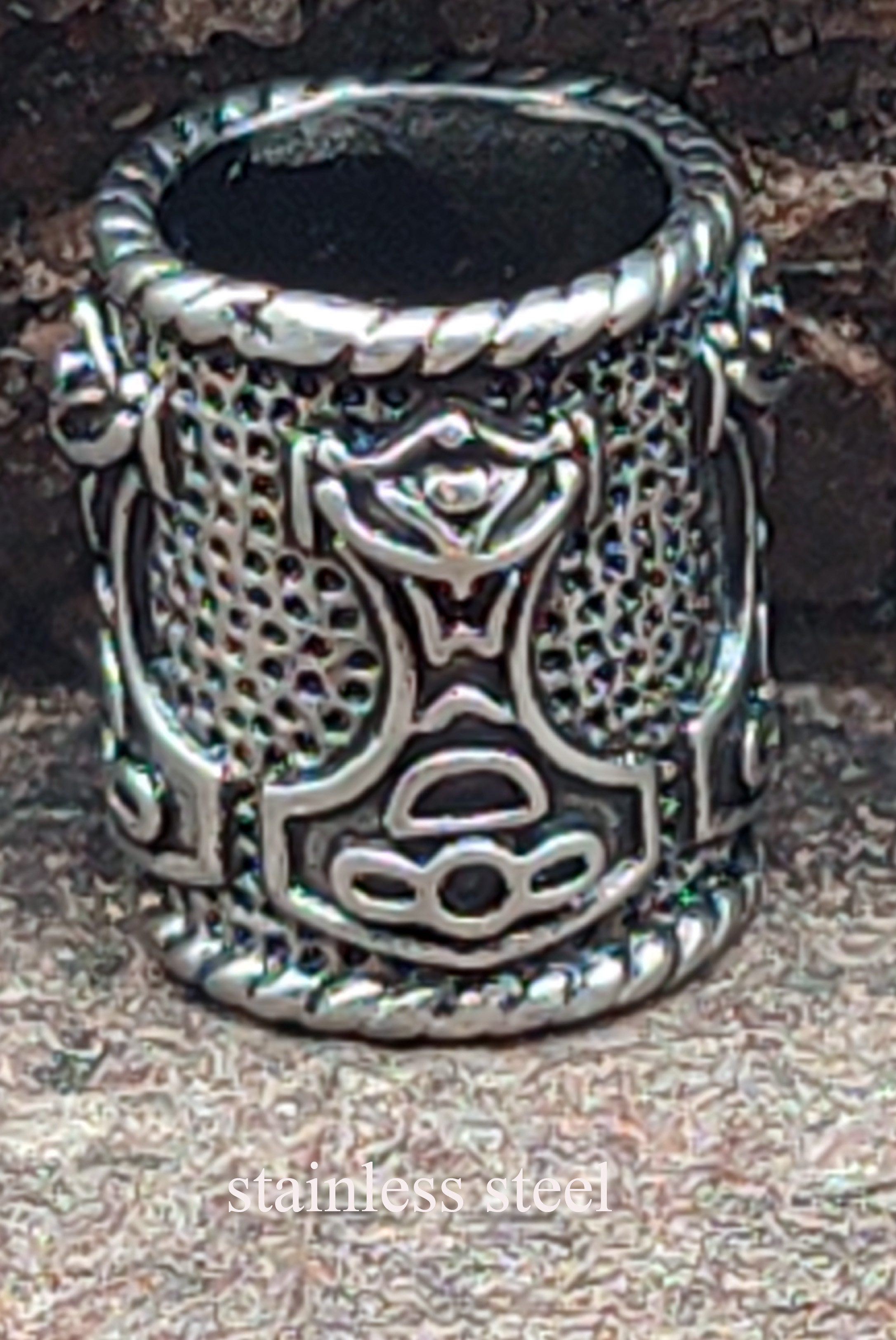 Kiss of Leather Diadem Bartperle Thorshammer Haarperle Odin Edelstahl Bartschmuck 8 mm