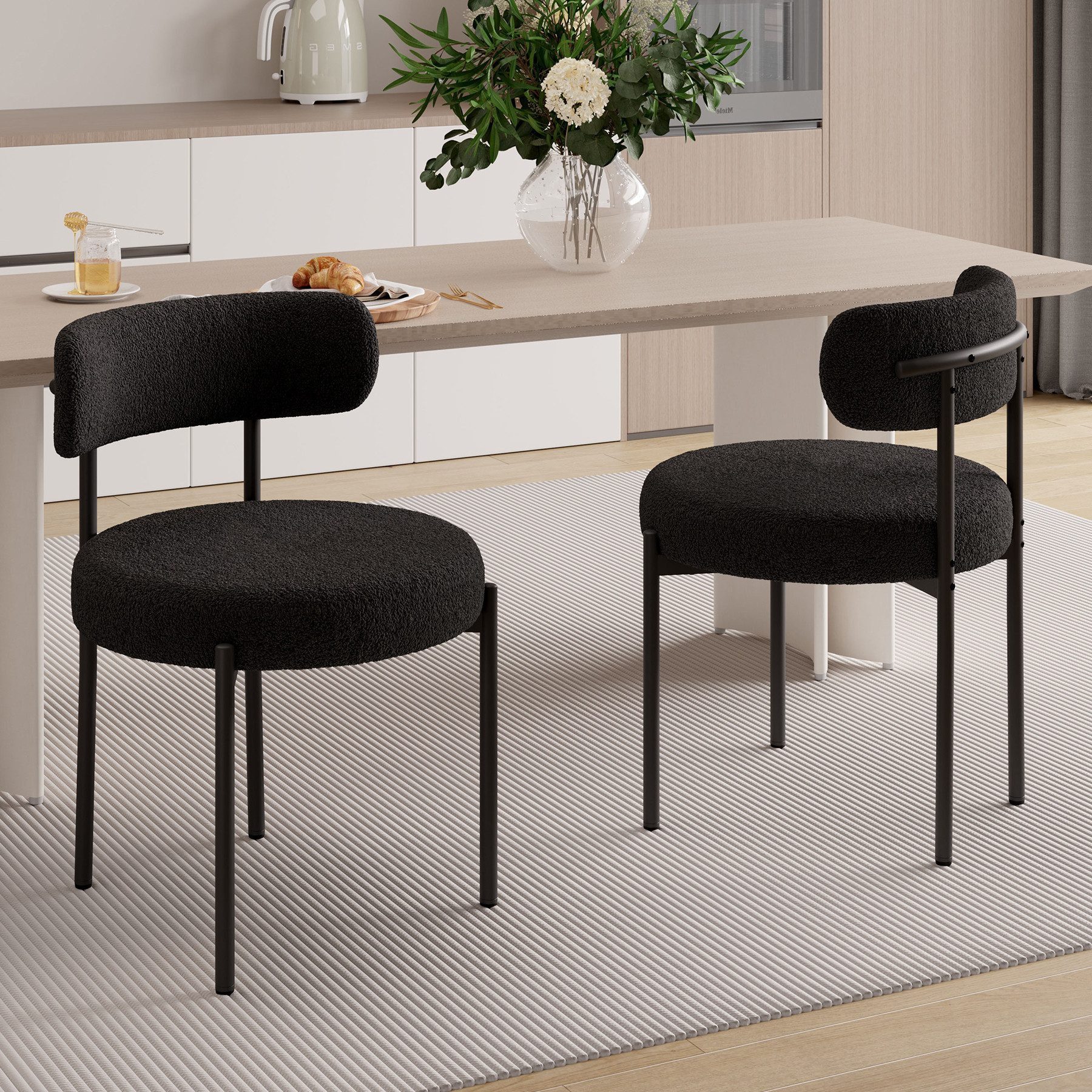 HawthyHome Esszimmerstuhl Teddy Stoff Runde Boucle günstig online kaufen