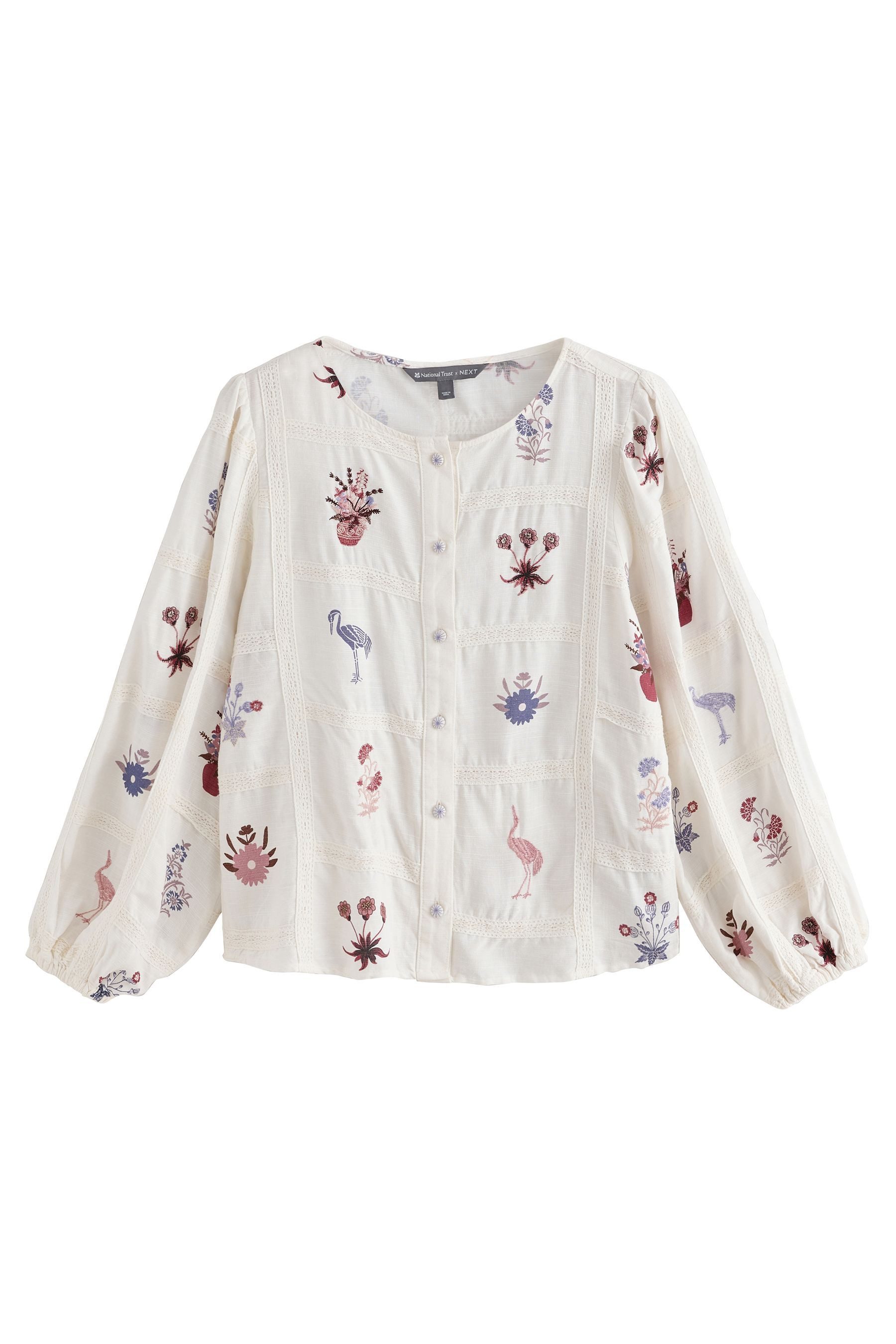 Next Langarmbluse National Trust X Next bestickte Langarm-Bluse (1-tlg)