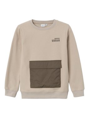 Name It Rundhalspullover Lässiger Pullover mit Känguru Tasche Design Sweater 7523 in Beige