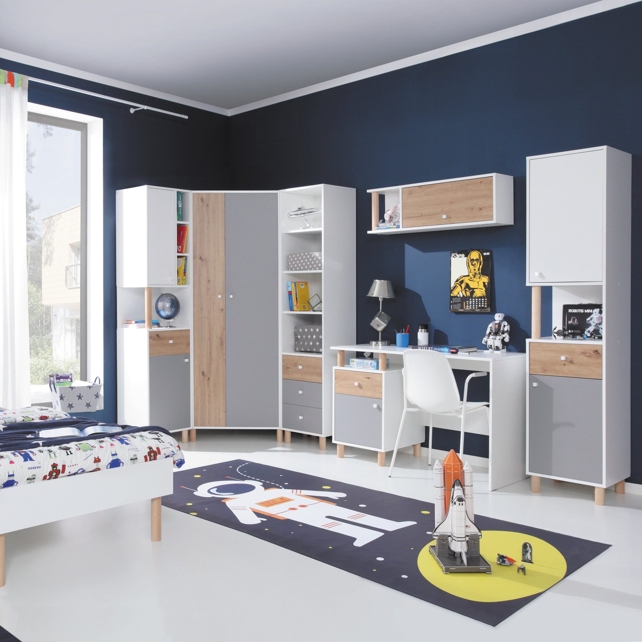 Beautysofa Hängeregal FIGO mit 1 Tür und 1 offenem Regal, Modernes Kinderzimmer Regal, Breite: 125 cm