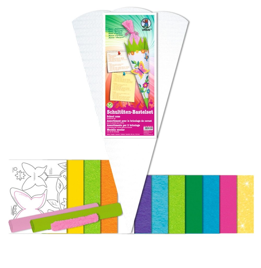 URSUS Schultüte URSUS Schultüten-Bastelset Schmetterling - 68cm, Verschluss Krepp