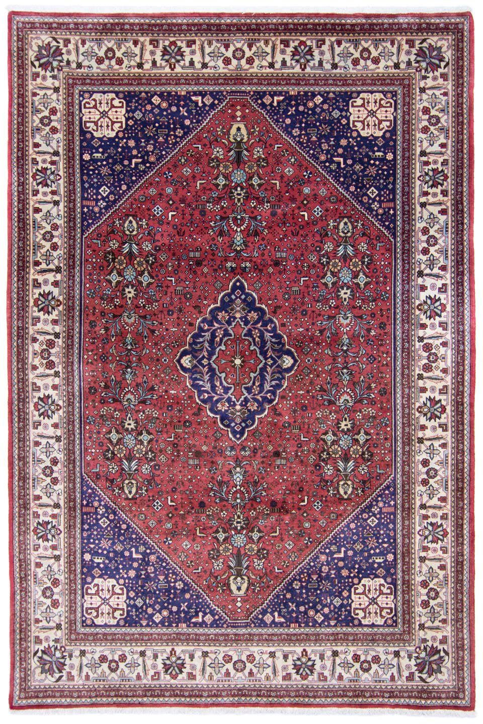 Medaillon rechteckig, 298 x 10 Abadeh Unikat morgenland, mm, Zertifikat Wollteppich Höhe: mit Rosso cm, 200