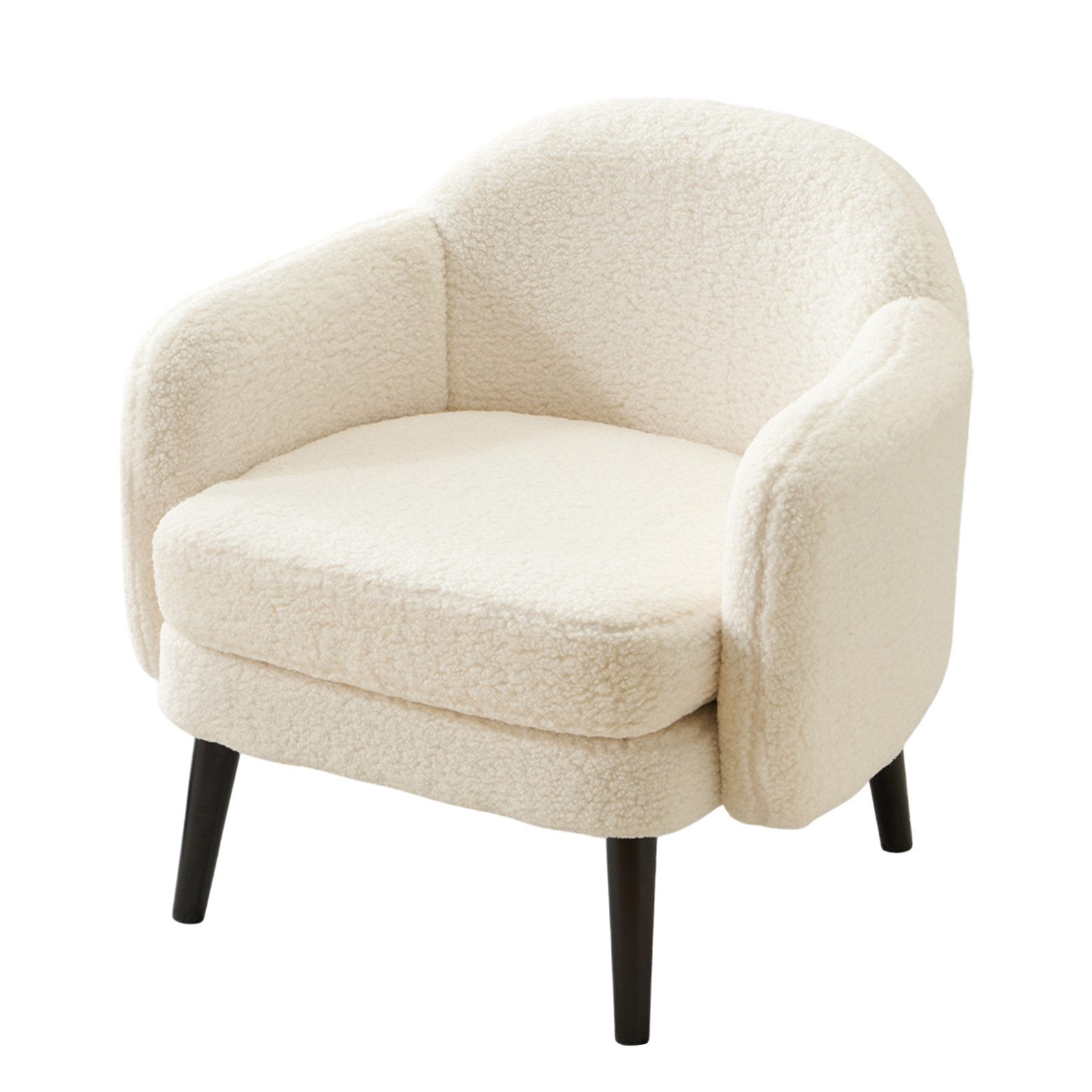 VINGLI Ohrensessel Cocktailsessel aus Cord, Moderner Loungesessel für Wohnzimmer, Holzbeine, Abnehmbares Sitzkissen & Armlehnen