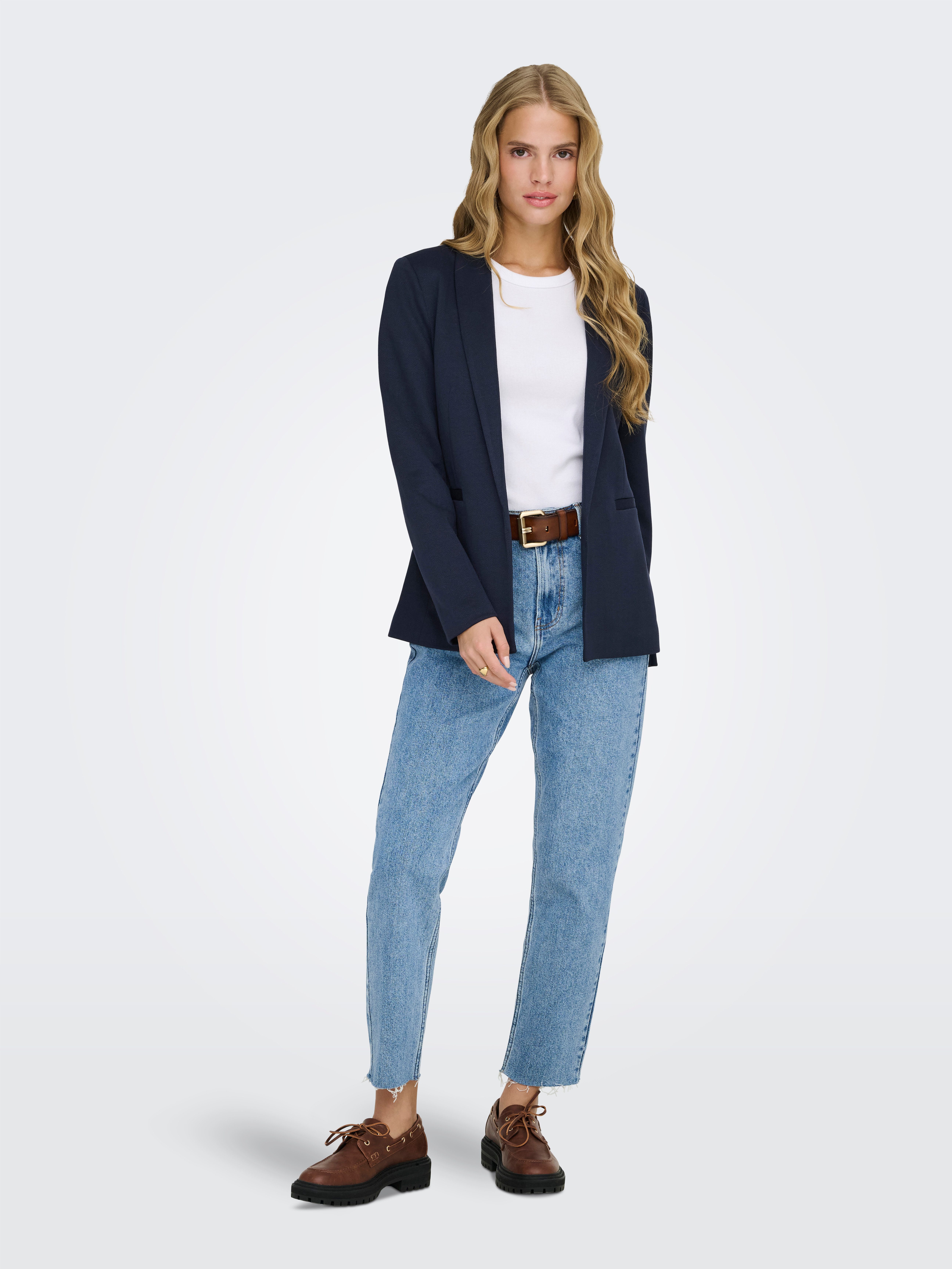 ONLY Longblazer ONLESKA-ADDY LIFE L/S HB BLAZER CC TLR mit Reverskragen, verschlusslose Form, Fischgratmuster – Bild 4 von 5