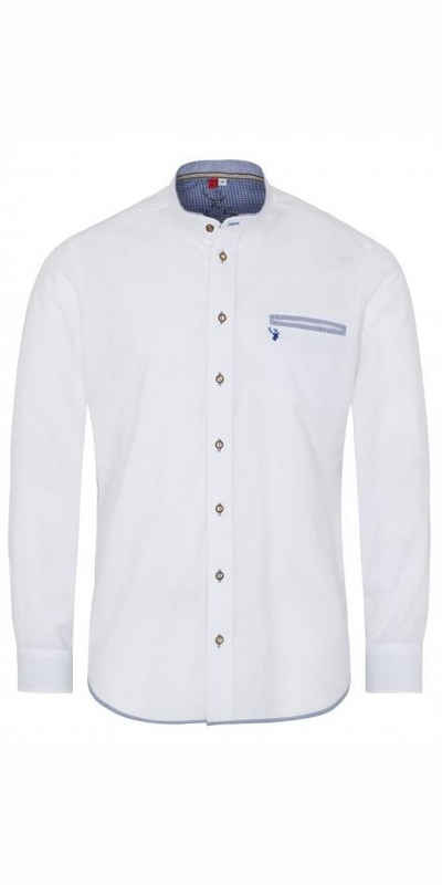 Spieth & Wensky Trachtenhemd Trachtenhemd Nori-Hemd Slim Fit weiß/blau
