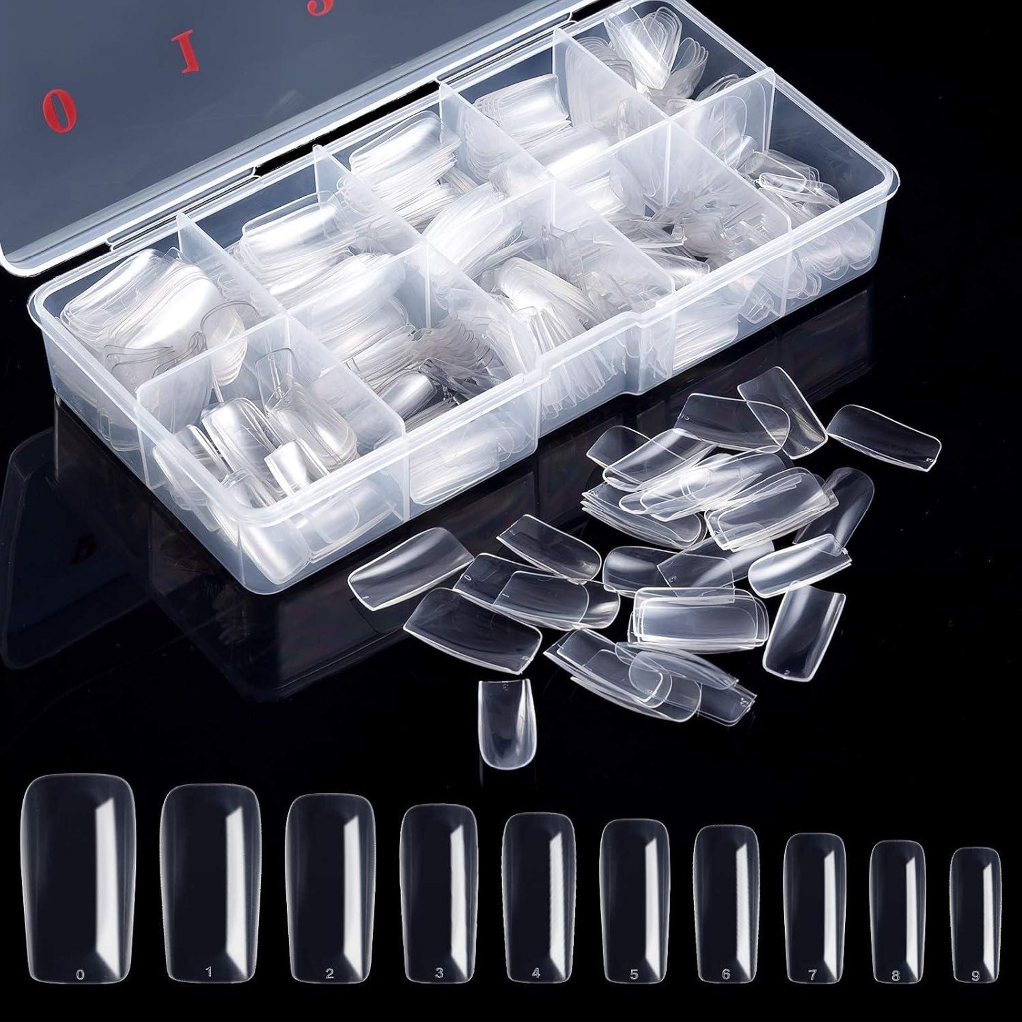 FELIXLEO Lichthärtungsgerät 500 Stück Acryl Nageltips Transparent Künstliche Fingernägel Fake, 1-tlg.