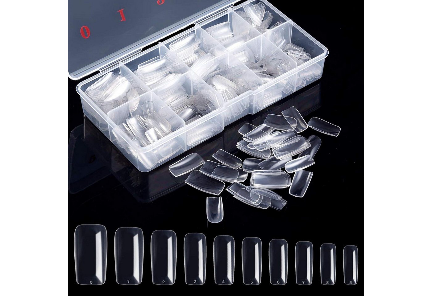 FELIXLEO Lichthärtungsgerät 500 Stück Acryl Nageltips Transparent Künstliche Fingernägel Fake, 1-tlg.