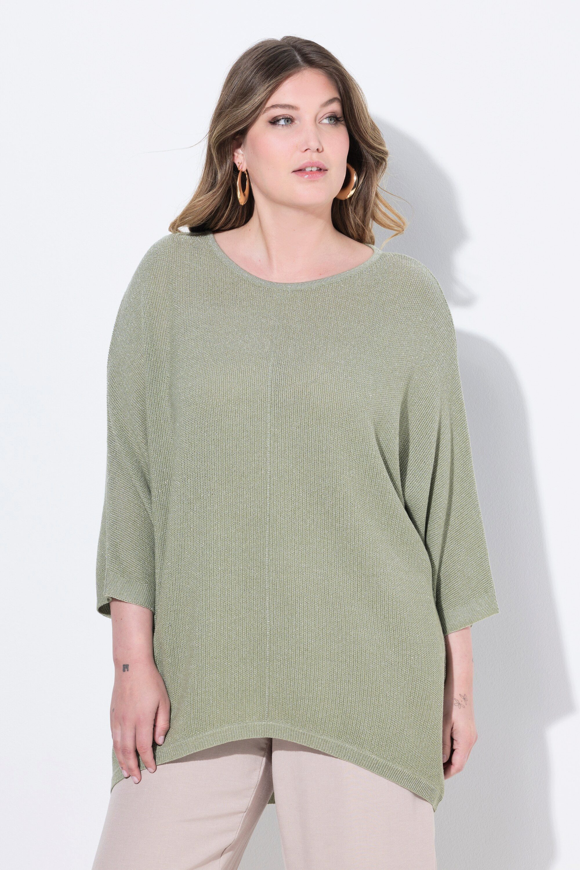 Strickpullover Pullover oversized Glitzerstrick Fledermaus-Ärmel