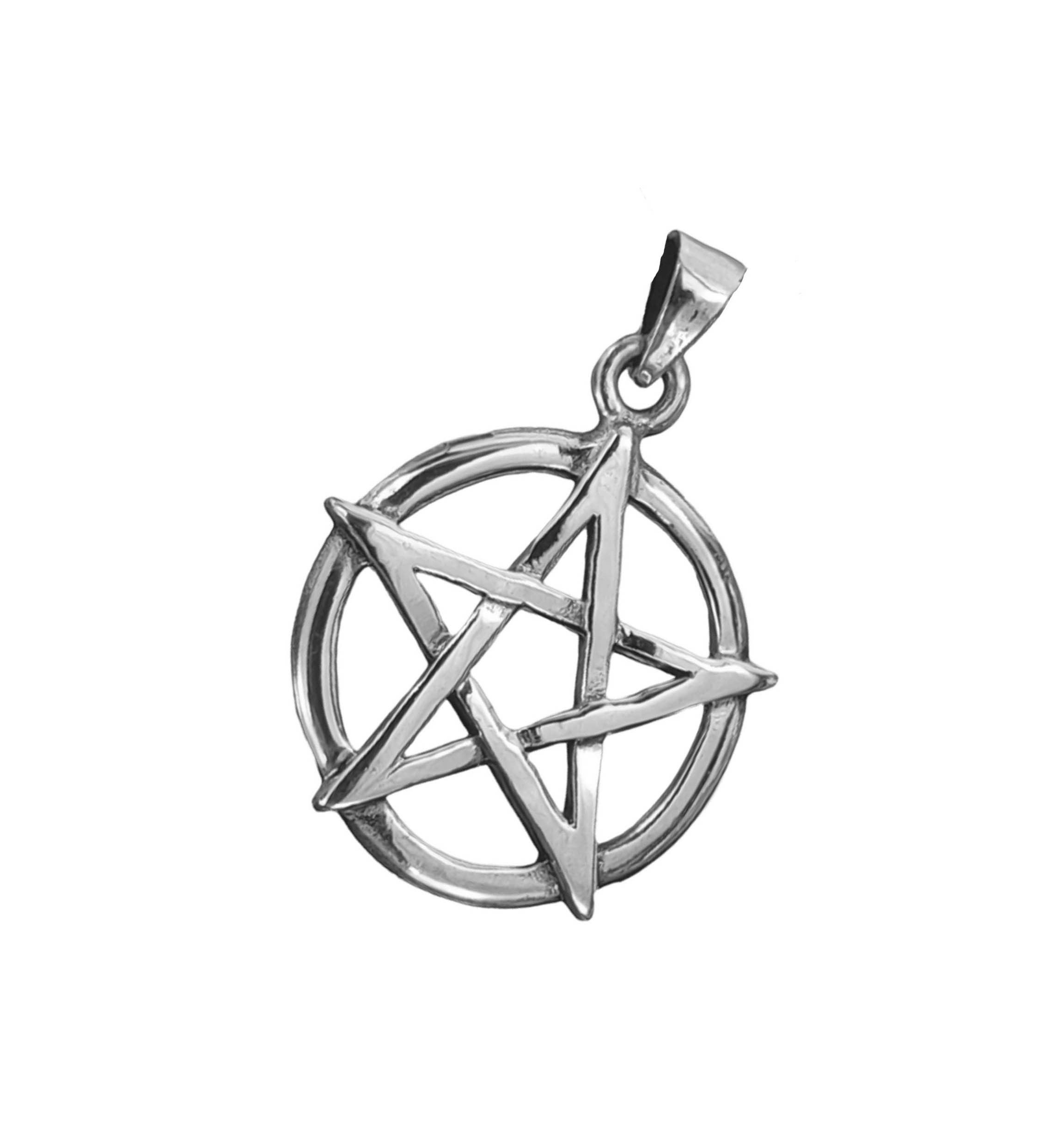 Kiss of Leather Kettenanhänger Pentagramm 925 Silber Anhänger Pentagram weiße Magie Zauber Wicca