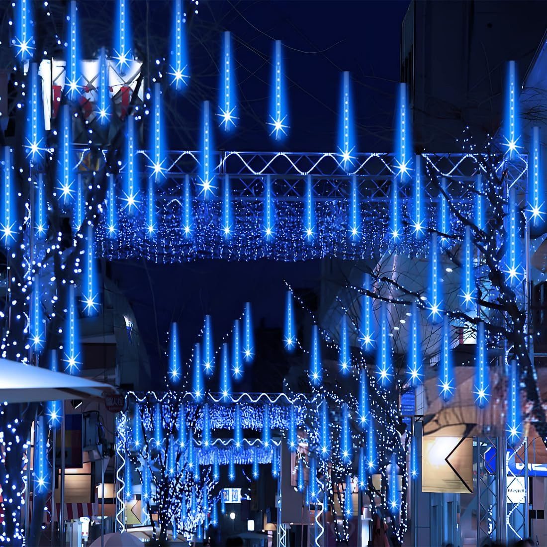 Merry 2024 LED-Lichterkette LED-Lichterkette Meteorschauer Regen Lichter,LED Dekolicht, Eiszapfen Regentropfen,30/50cm,LED Dekolicht