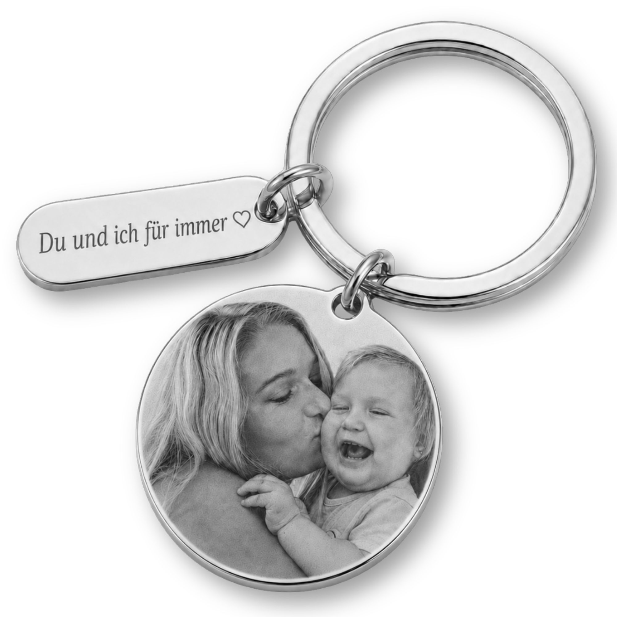 BS Schmuckdesign Schlüsselanhänger mit Gravur Foto Schlüsselanhänger personalisiert mit Gravur Anhänger mit Bild (2-tlg., Foto graviert)
