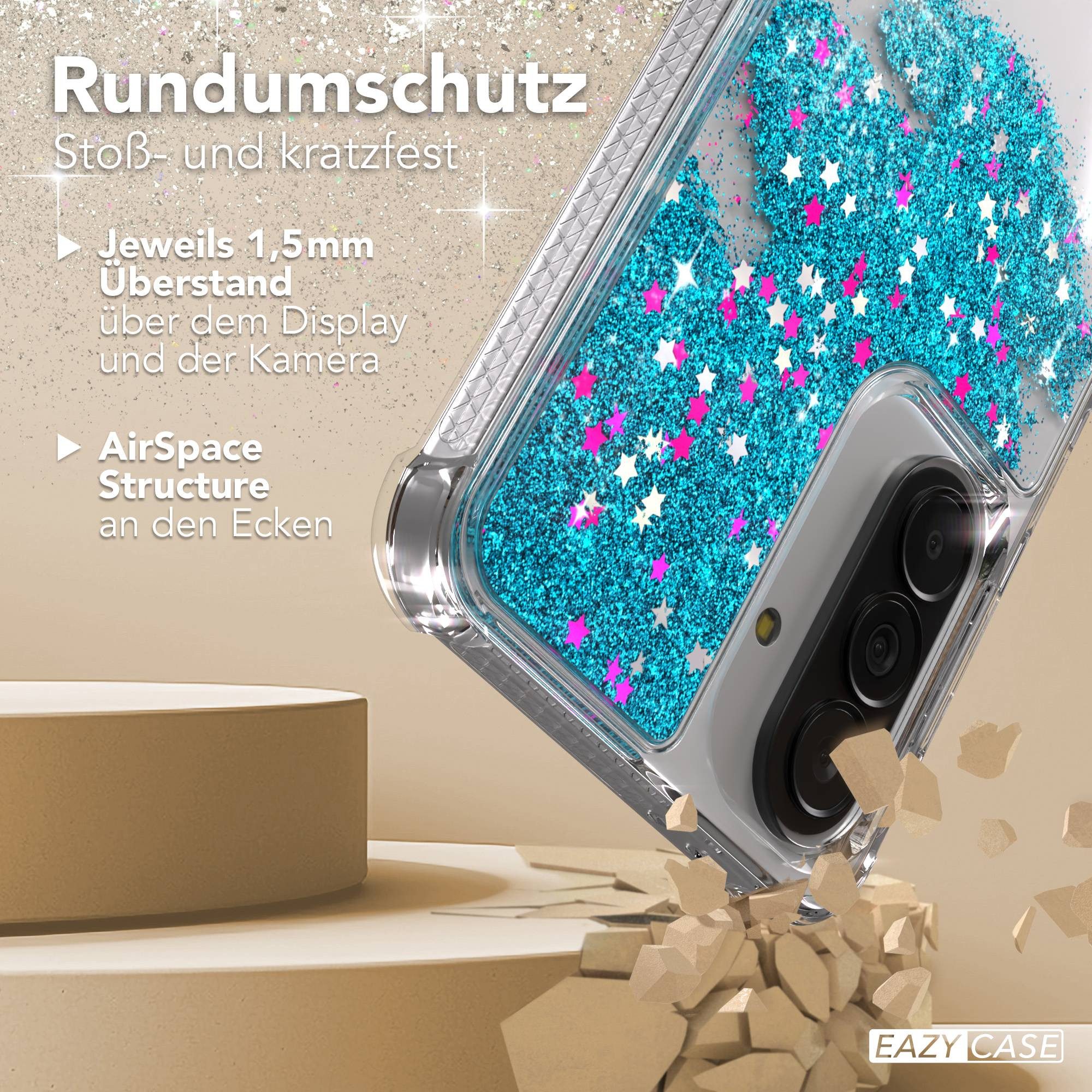 EAZY CASE Handyhülle Liquid Glittery Case für Samsung Galaxy A37 6,7 Zoll, Gloss Slimcover Girly Backcover Bling Phone Case kratzfeste Cover Blau – Bild 5 von 5