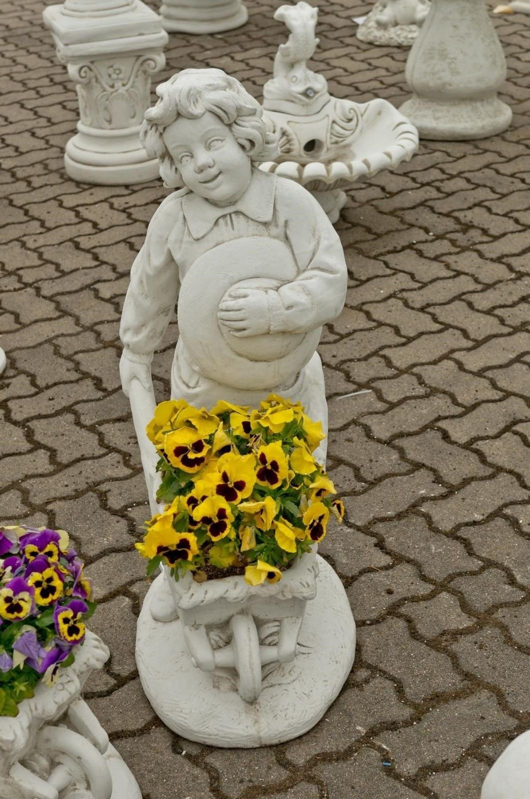 Gartenfiguren Pflanzschale Blumentopf Pflanzkübel Set Antikes Wohndesign Gartenfigur Steinfigur 2x