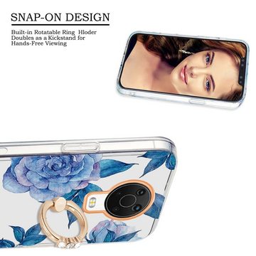 Wigento Handyhülle Für Nokia G20 / G10 Silikon Case TPU mit Ring Flower Motiv 3 Schutz Hülle Cover